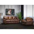 Made In Usa Cabot Brown Top Grain Leather Sofa And Loveseat