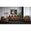 Made In Usa Cabot Brown Top Grain Leather Sofa And Two Chairs