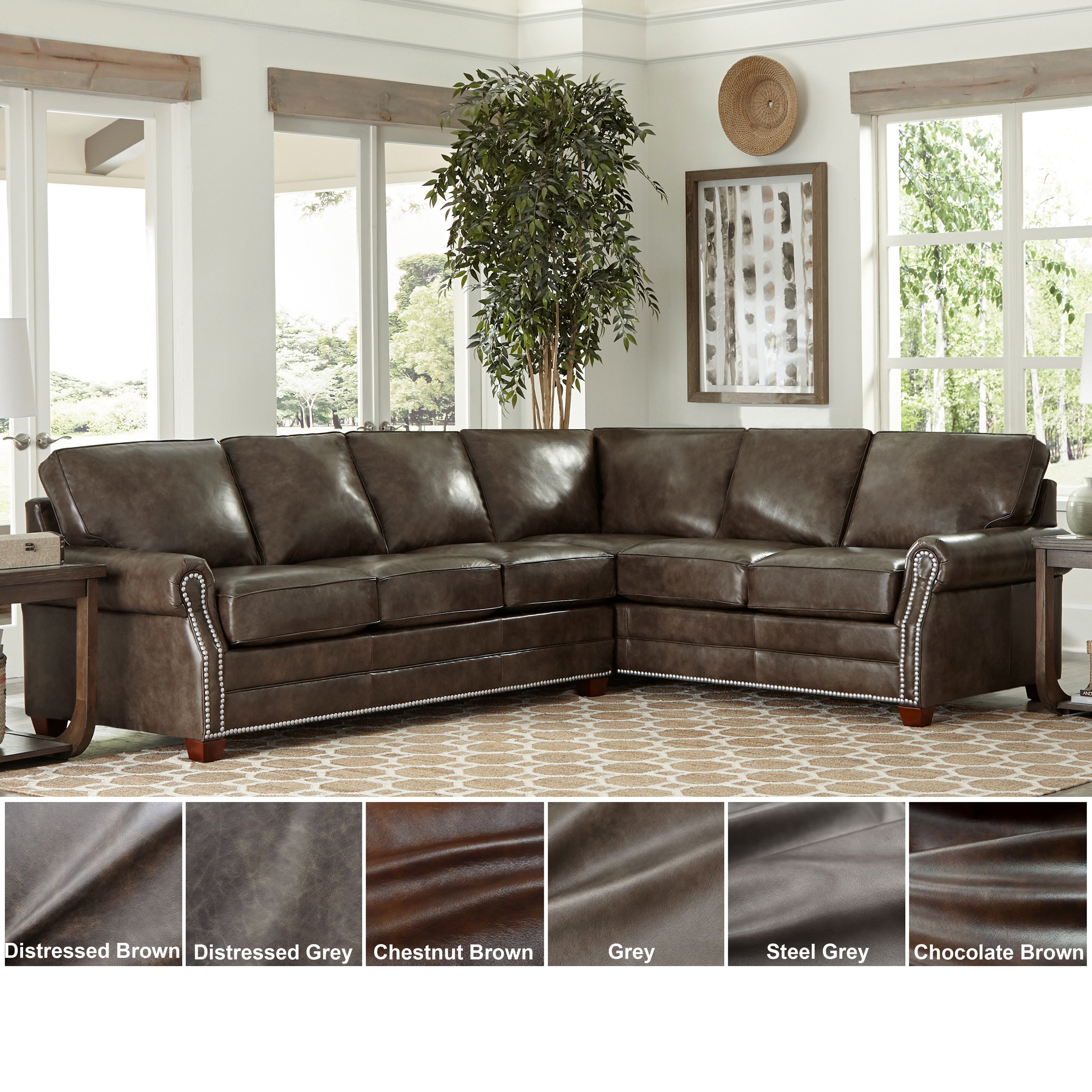 Made In Usa Davis Top Grain Leather Sectional Sofa