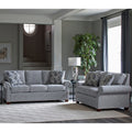 Made In Usa Marner Grey Fabric Sofa And Loveseat With Nailhead Trim