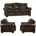 Made In Usa Porto Top Grain Leather Sofa Bed And Two Chairs