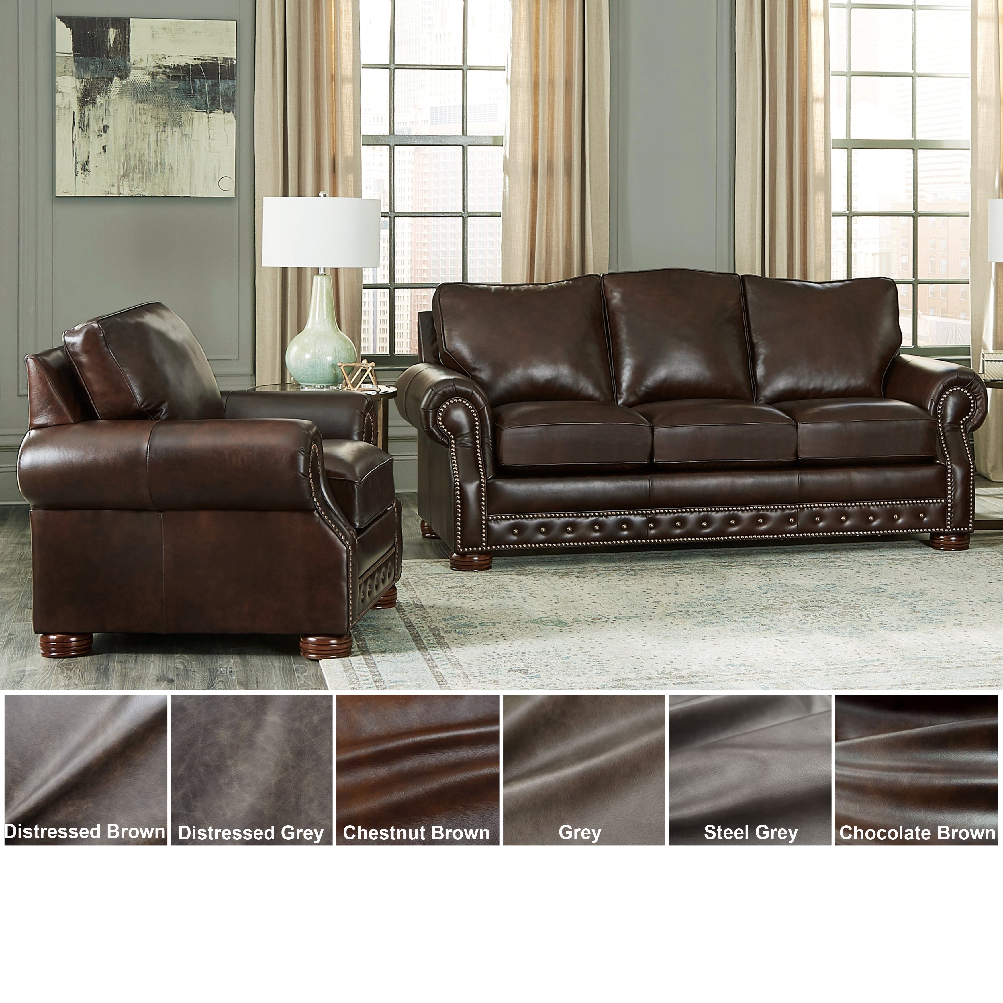 Made In Usa Porto Top Grain Leather Sofa Bed And Chair