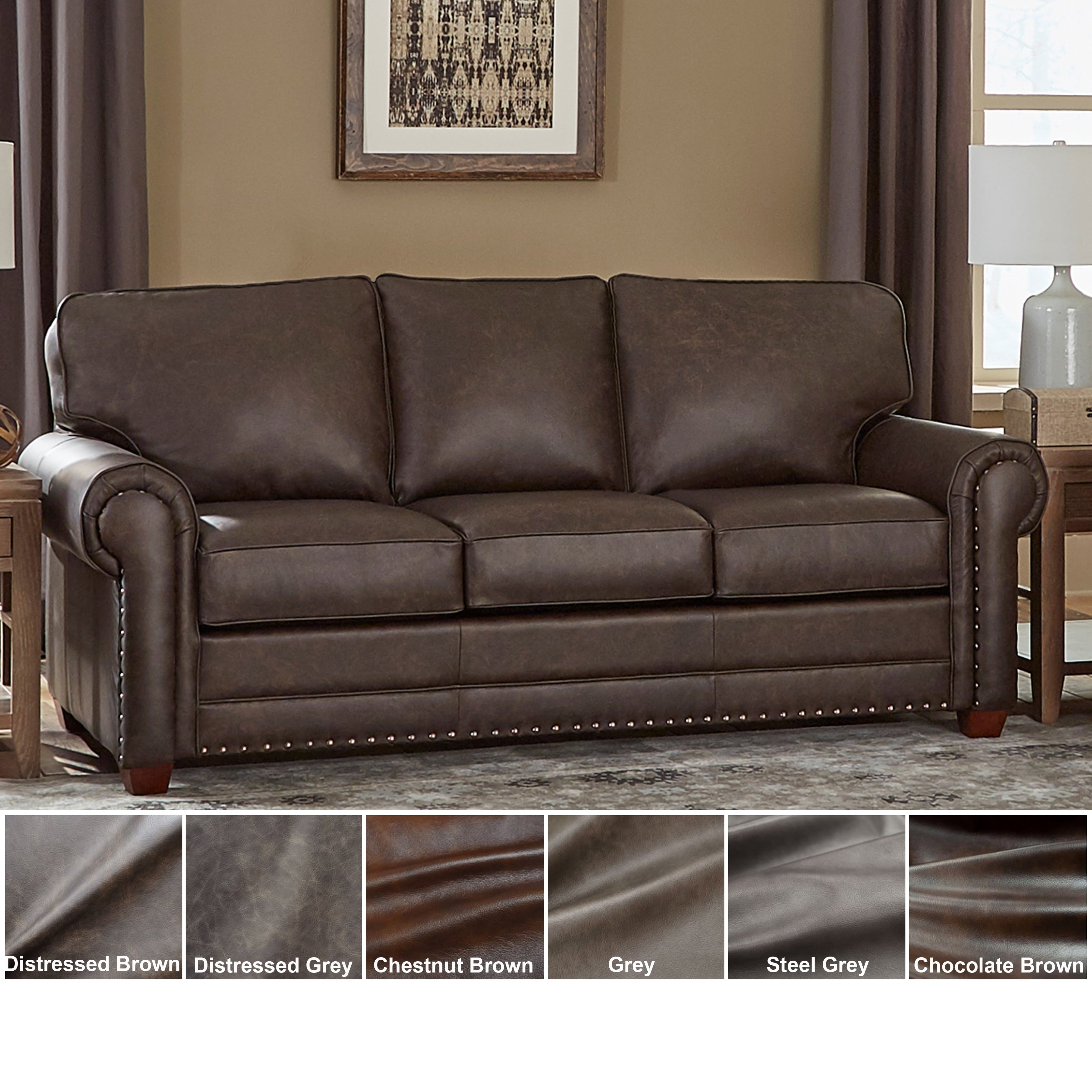 Made In Usa Raval Top Grain Leather Sofa Bed