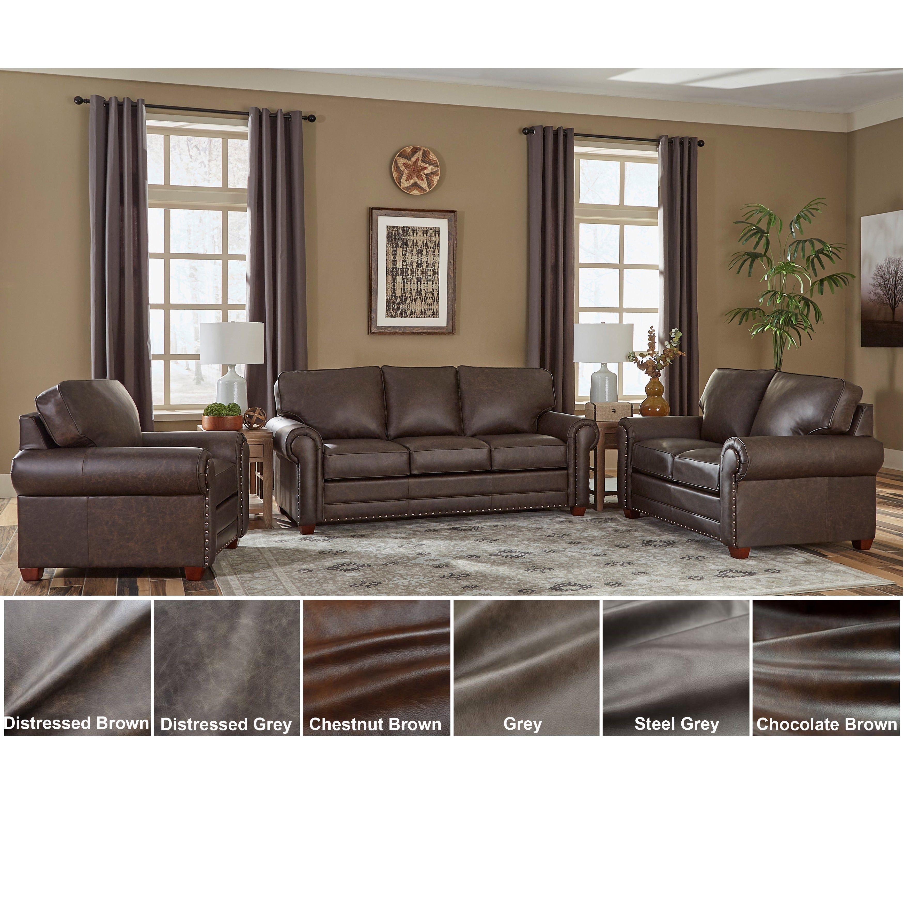Made In Usa Raval Top Grain Leather Sofa Bed Loveseat And Chair