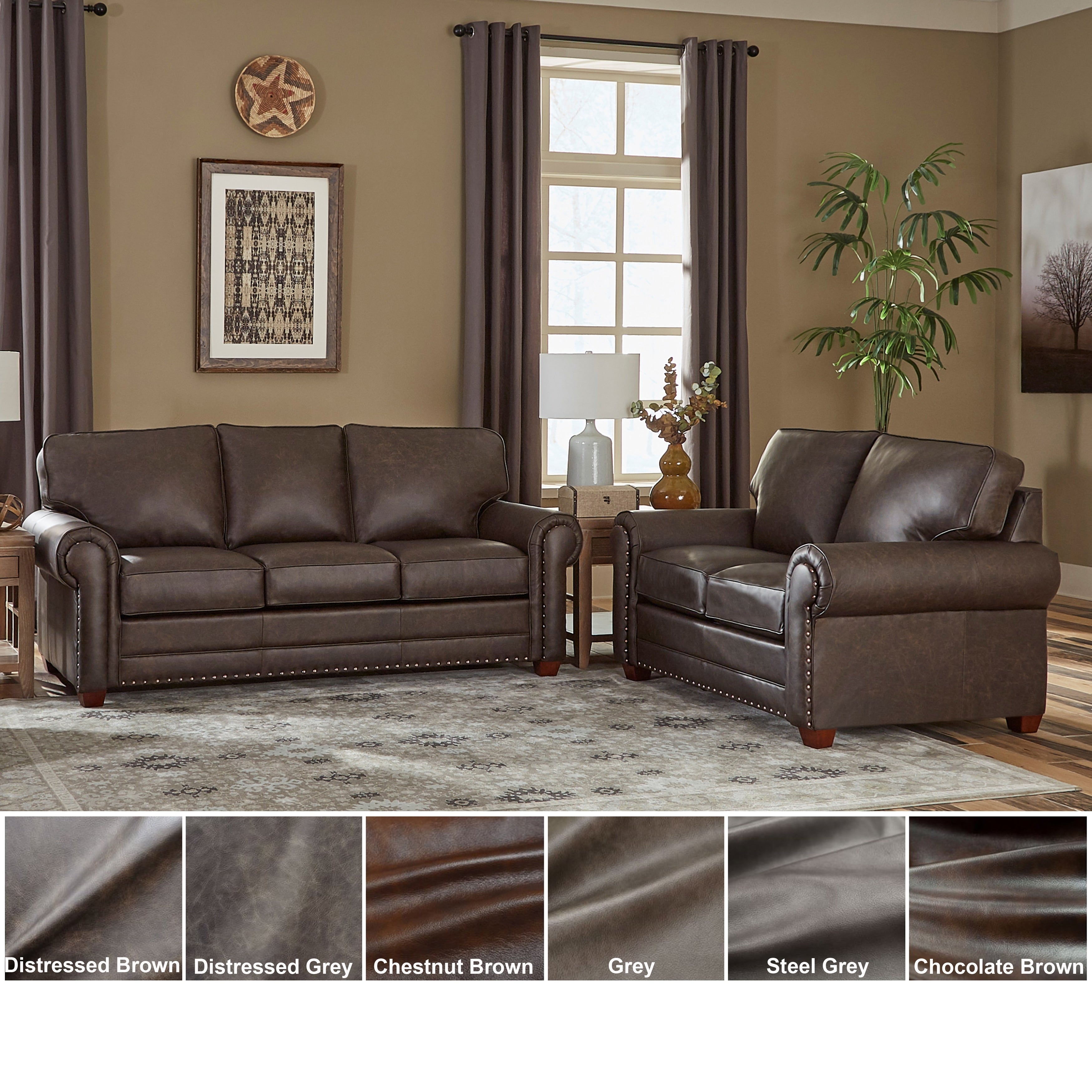 Made In Usa Raval Top Grain Leather Sofa And Loveseat