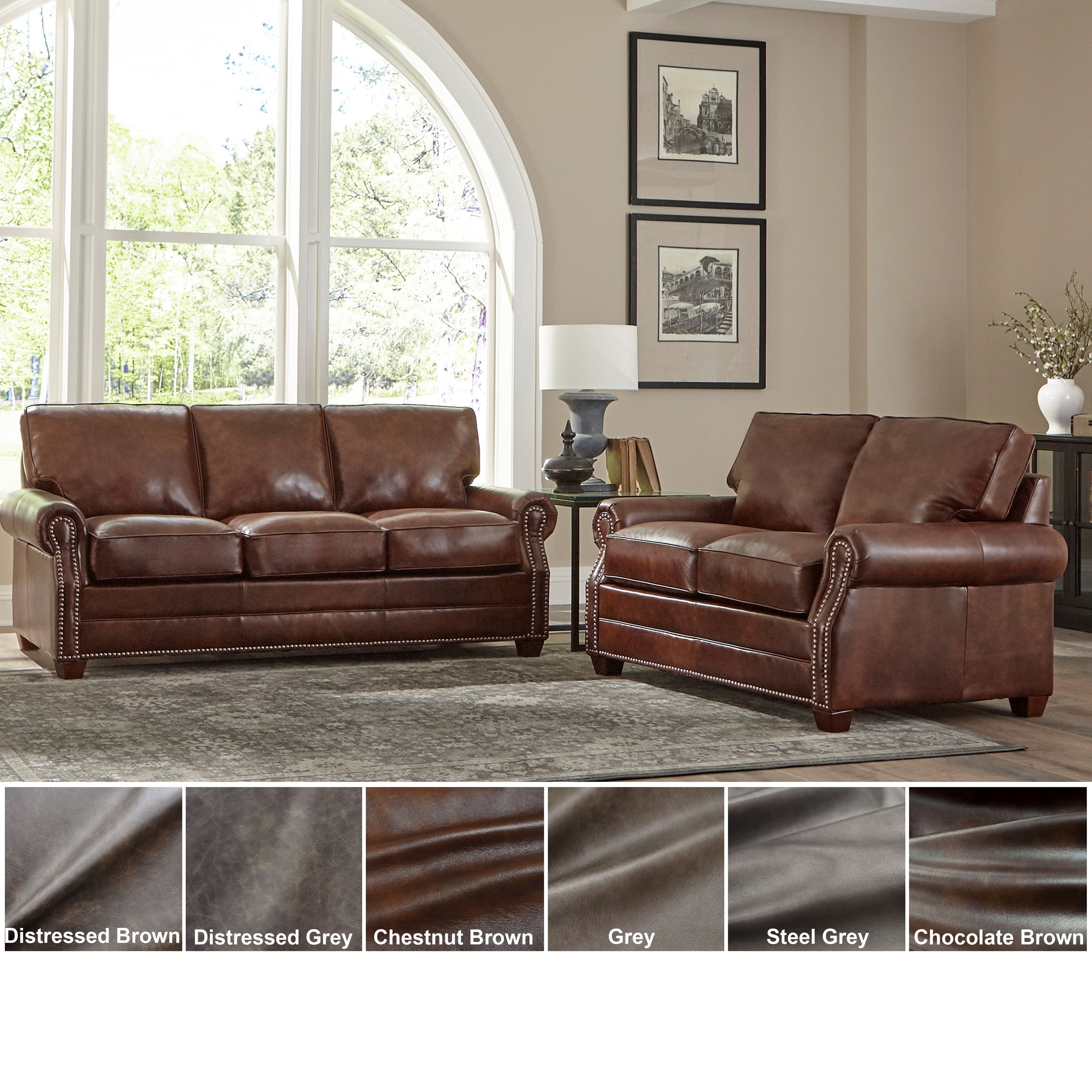 Made In Usa Revo Top Grain Leather Sofa And Loveseat