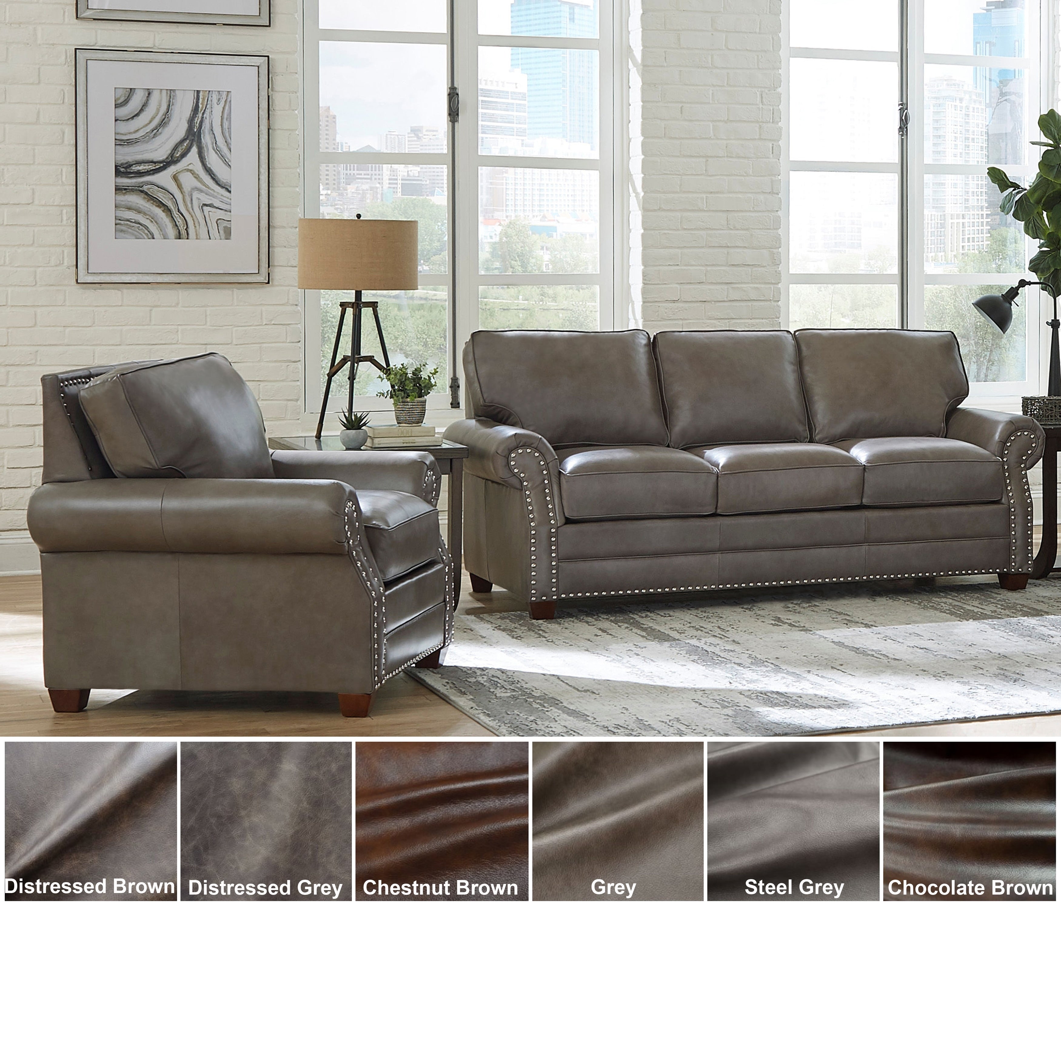 Made In Usa Vernon Top Grain Leather Sofa And Chair