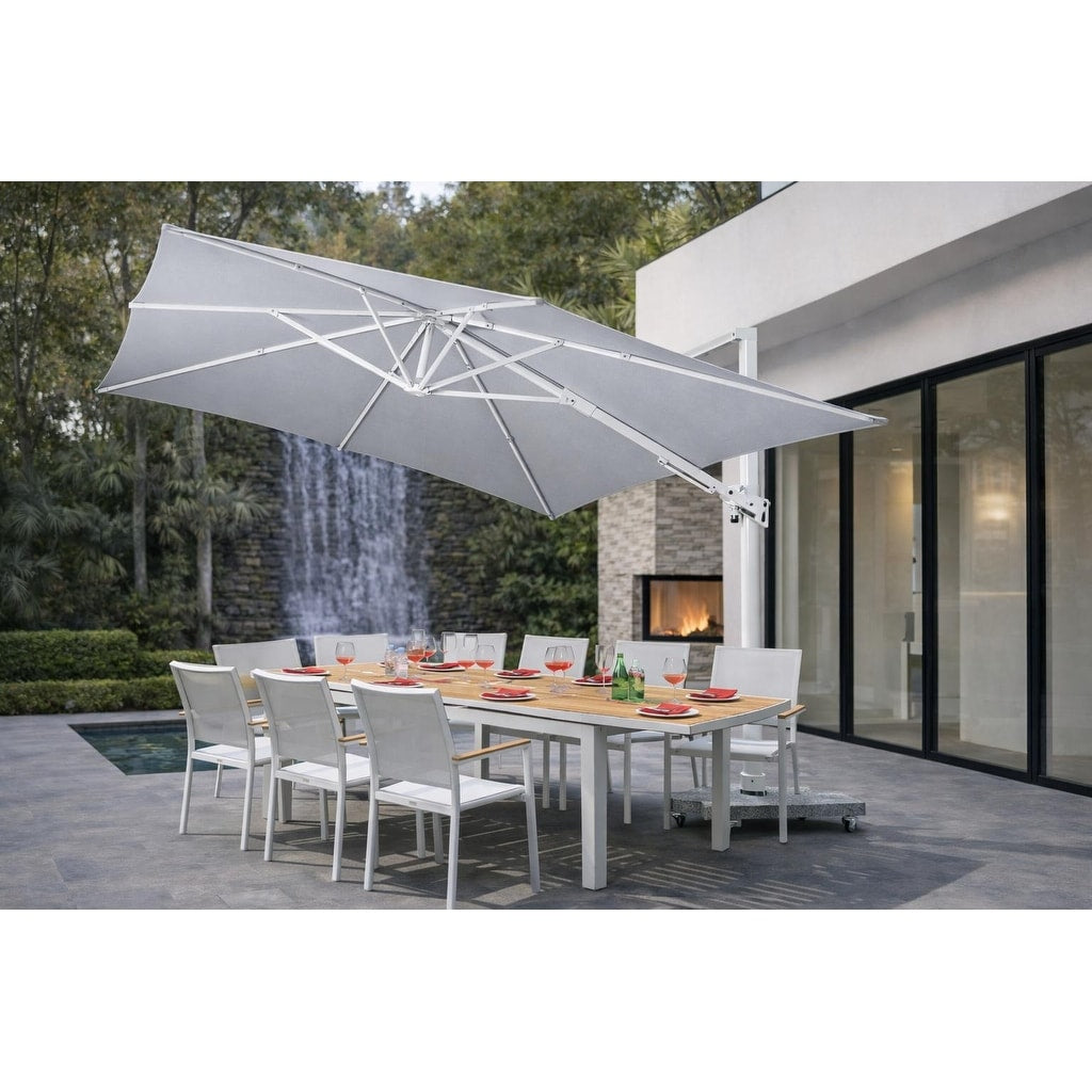 Madeira White 9 Piece Aluminum Outdoor Dining Set With Sling Set In White N A