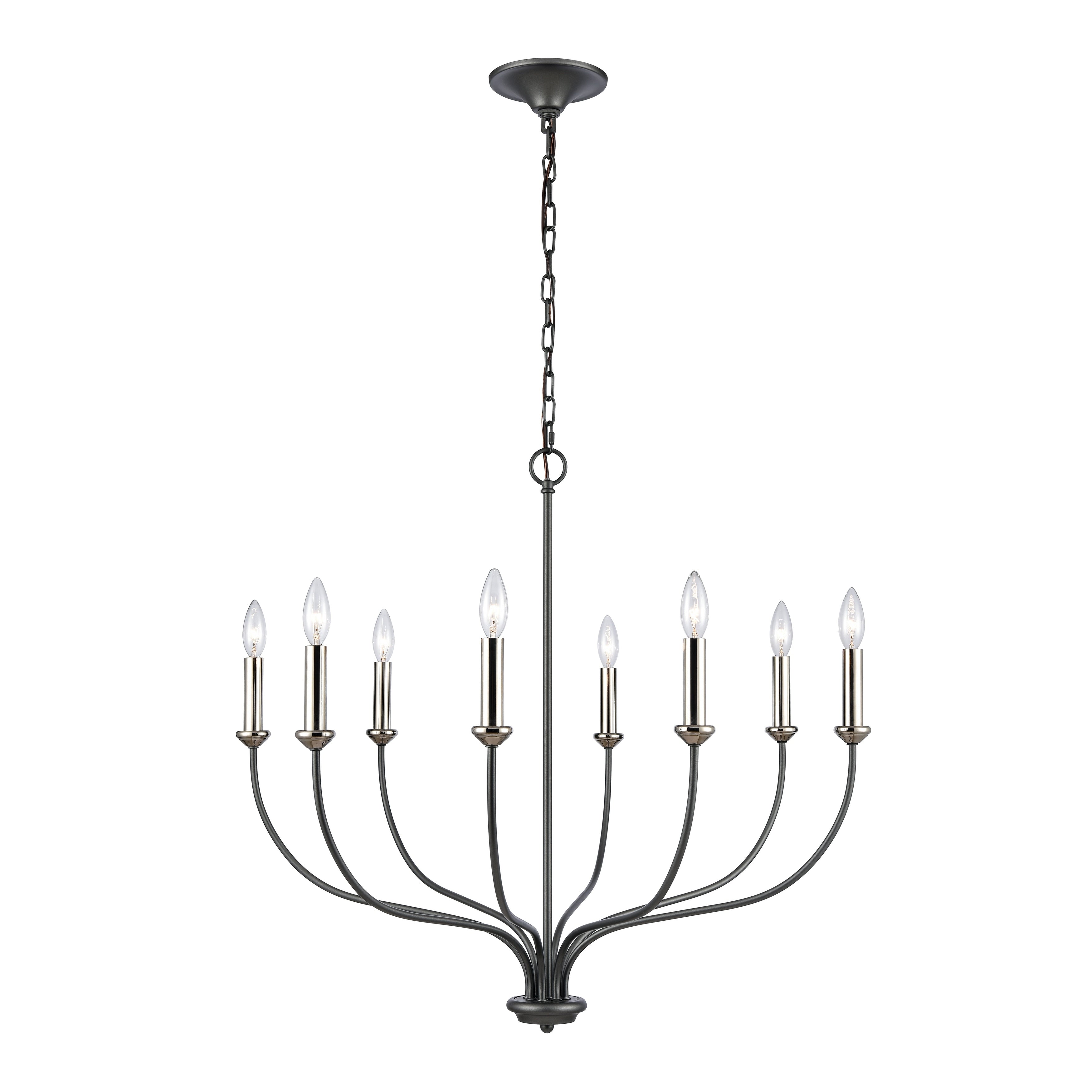 Madeline 32.5 Inch Wide 8 Light Chandelier In Dark Gray