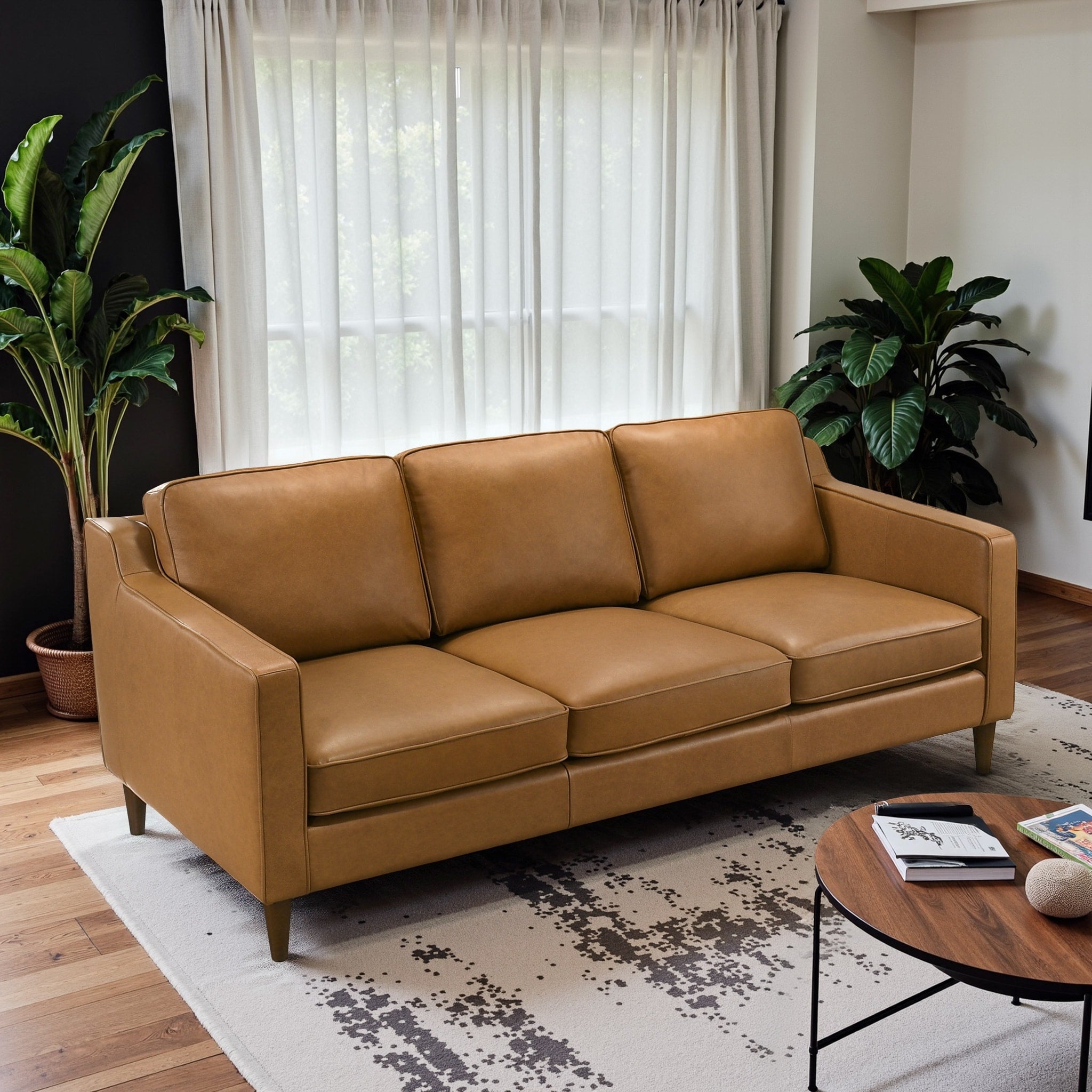 Mid Century Modern Montez Tan Sofa 31.5 H X 81 W X36 D