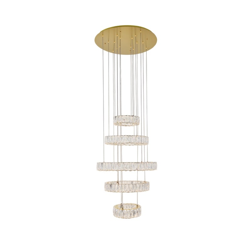Madelyn Integrated Led Chip Light Gold Chandelier Clear Royal Cut Crystal 25.6 W X 39 H