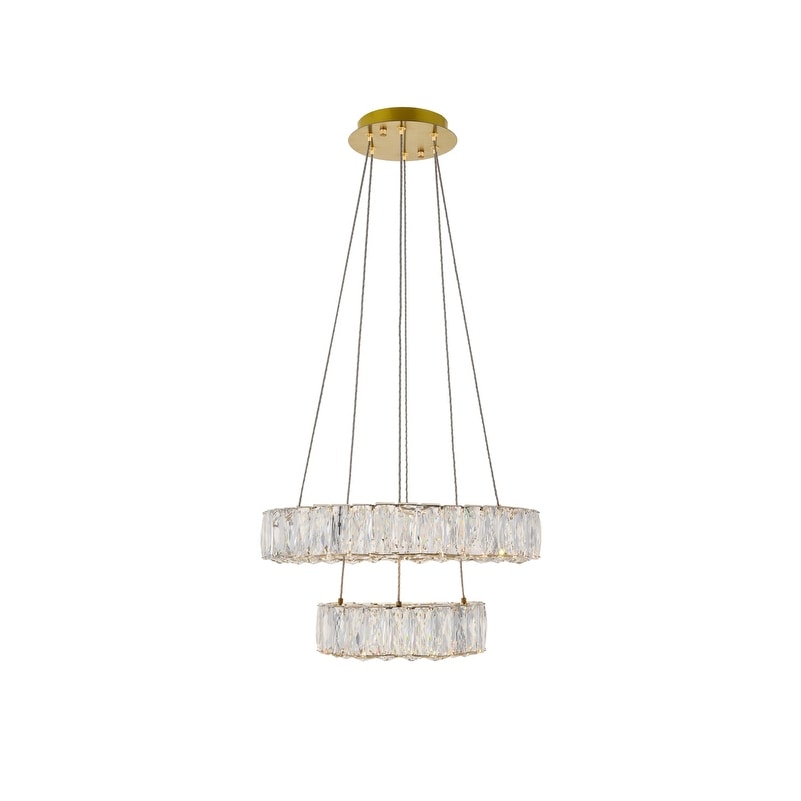 Madelyn Integrated Led Chip Light Gold Pendant Clear Royal Cut Crystal 17.7 W X 12 H