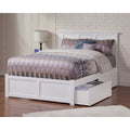 Madison Full Platform Bed With Flat Panel Foot Board And 2 Urban Bed Drawers In White