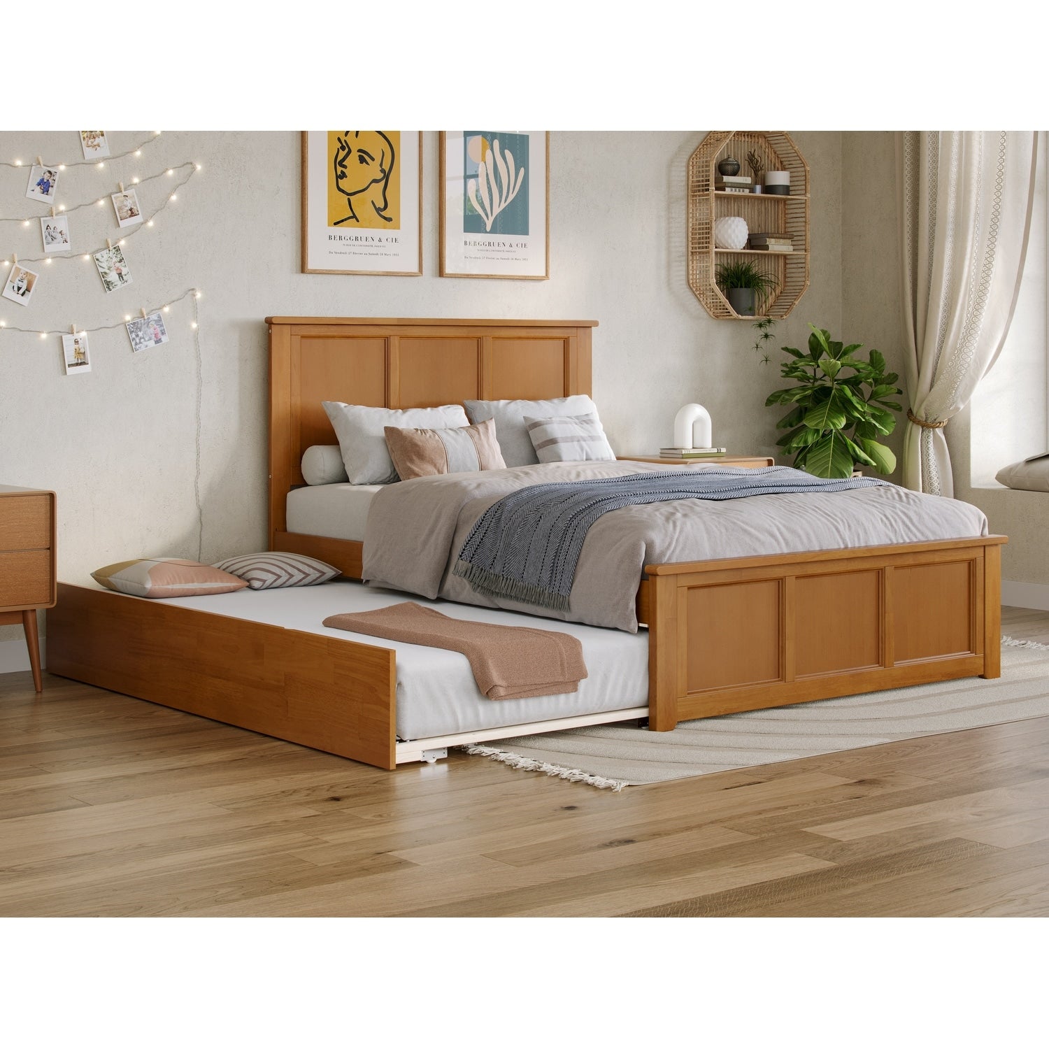 Madison Full Platform Bed With Matching Foot Board With Full Size Urban Trundle Bed