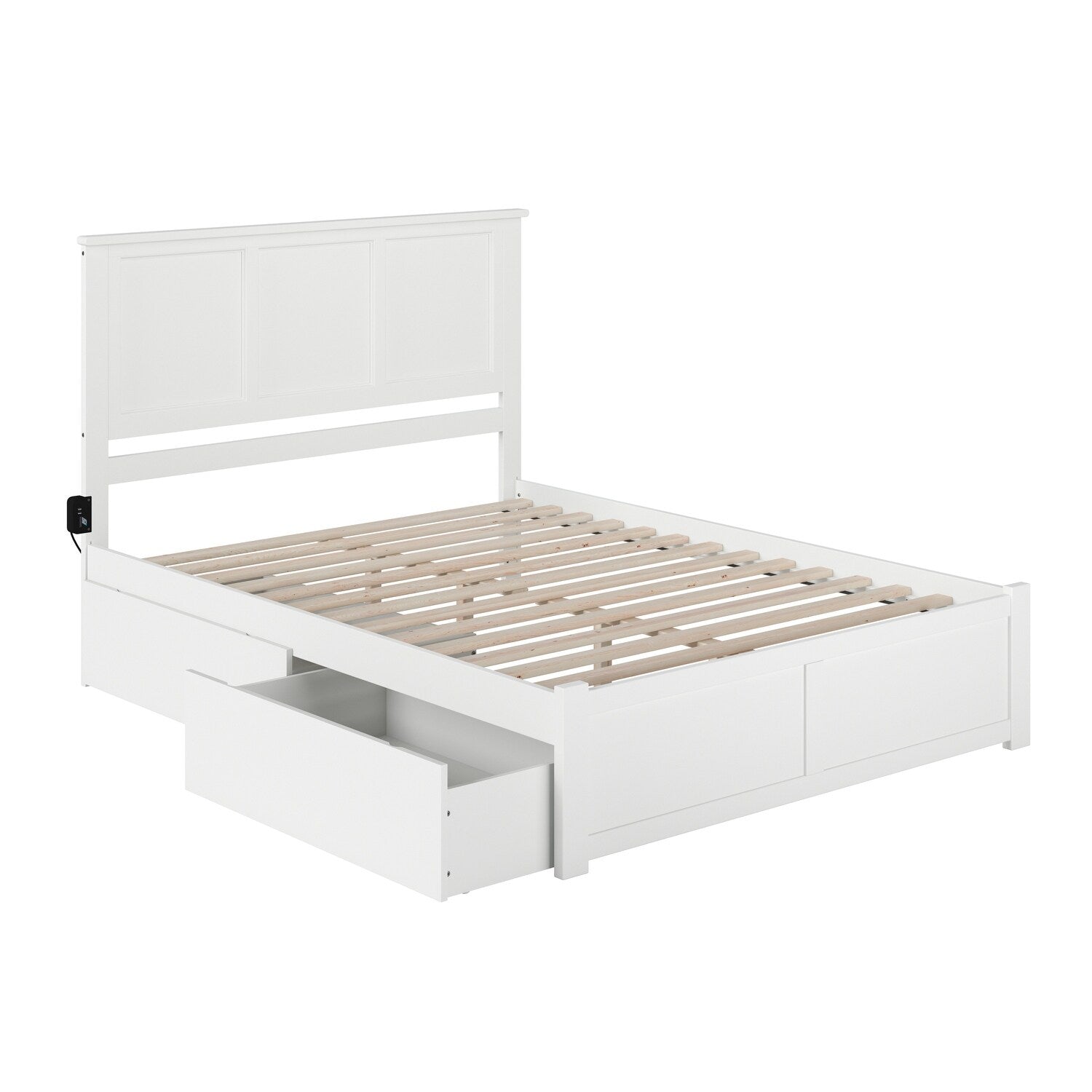 Madison King Platform Bed With Footboard And 2 Drawers In White