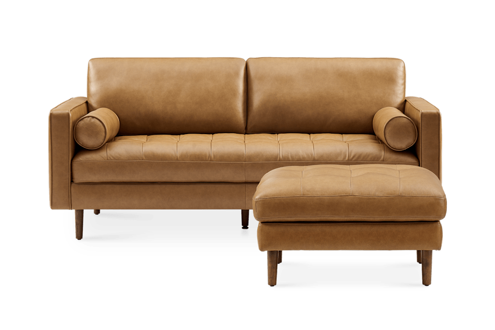 Madison Leather Sofa with Ottoman