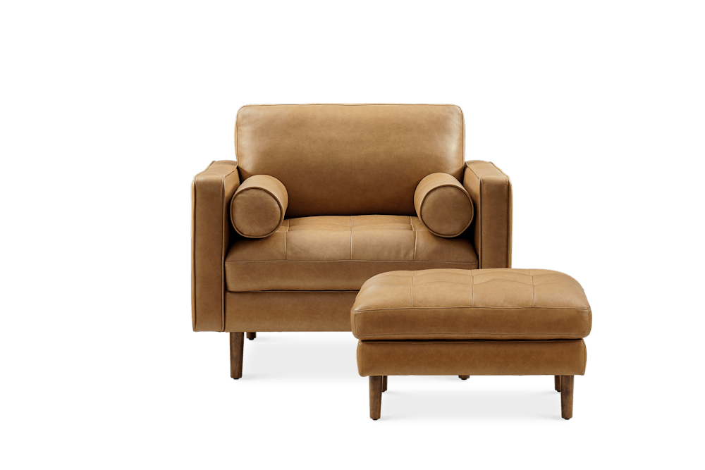 Madison Leather Armchair with Ottoman