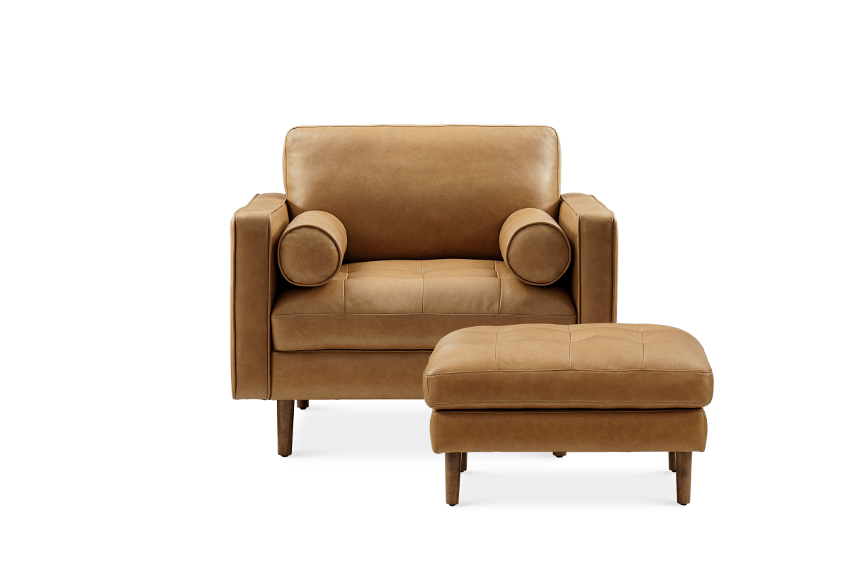 Madison Leather Armchair with Ottoman