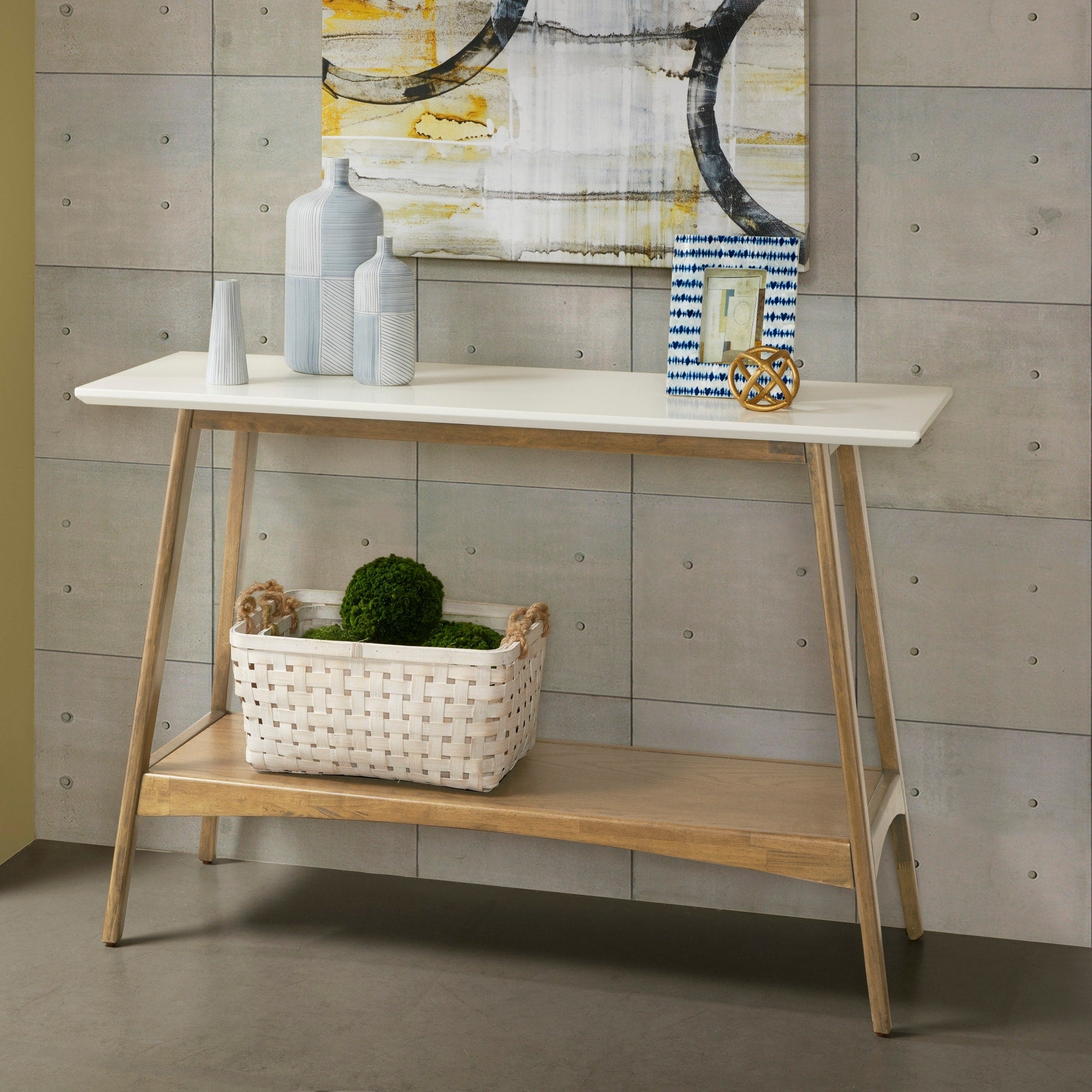 Madison Park Avalon White Pecan Console 48 W X 16 D X 32 H