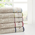Madison Park Belle Red Embroidered Cotton Jacquard 6 Piece Towel Set 2 Color Option