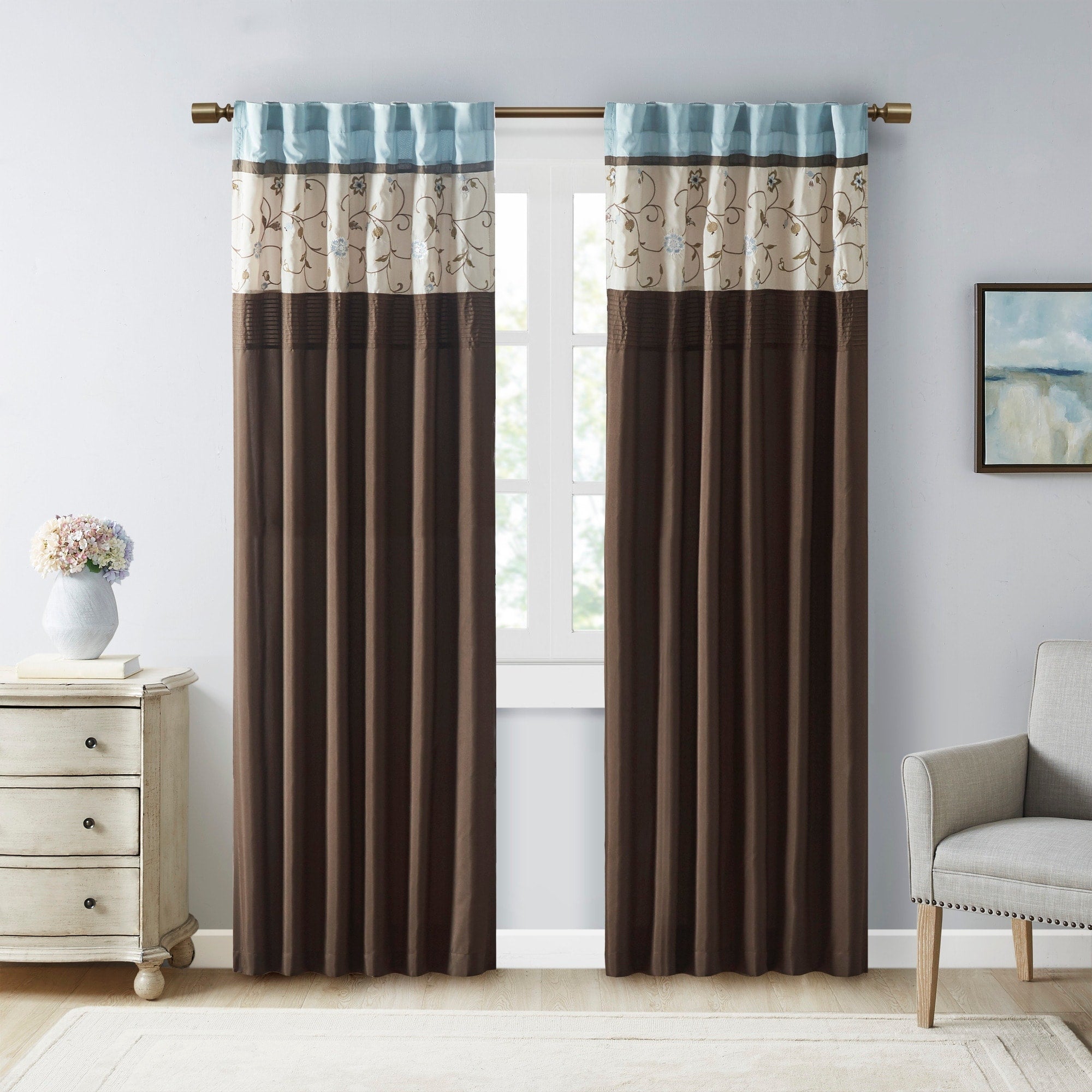 Madison Park Belle Embroidered Window Curtain Panel 50 W X 84 L