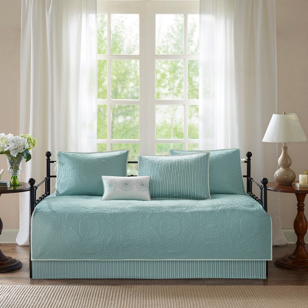 Madison Park Brenna Blue Printed 6 Piece Day Bed Cover Set