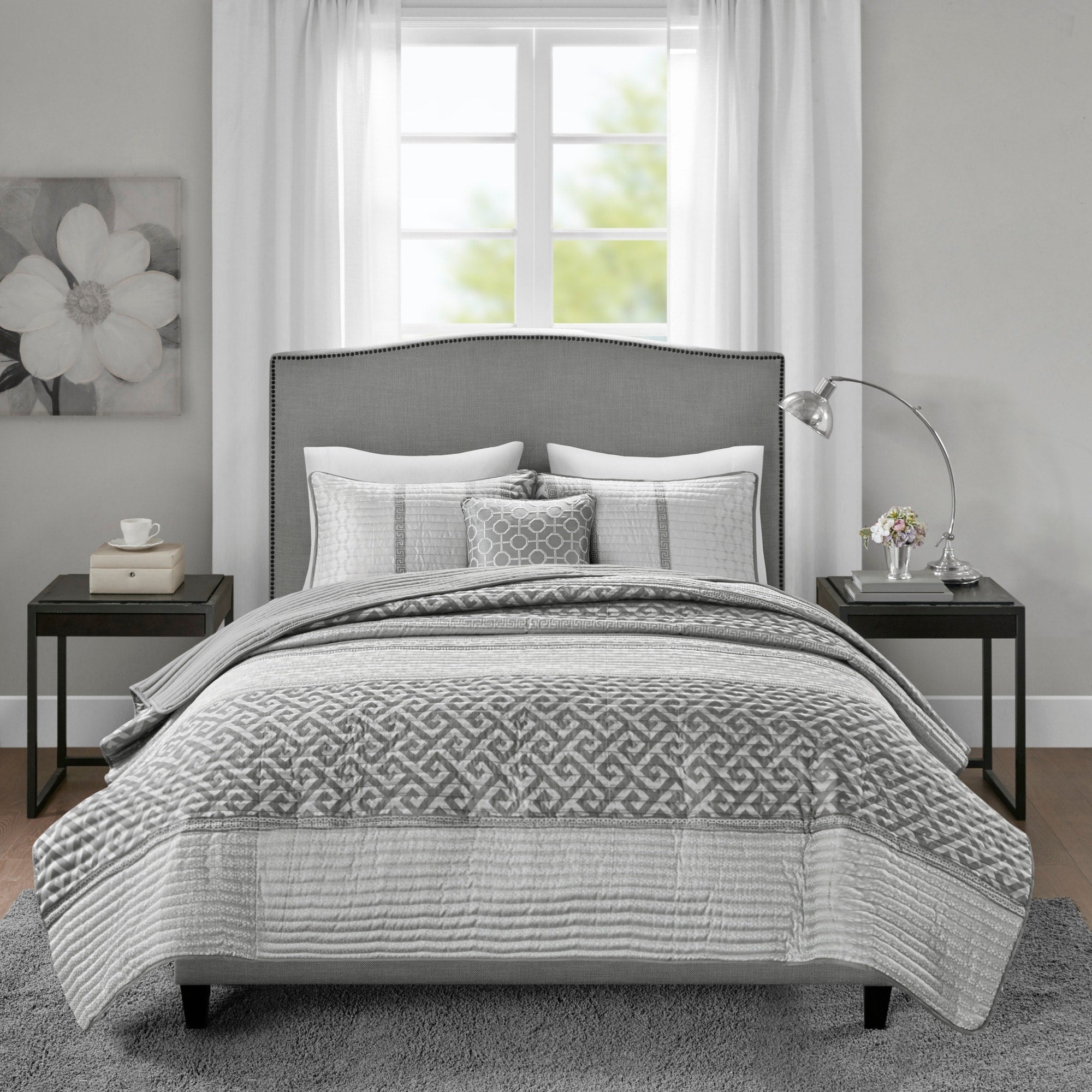 Madison Park Christian Grey 4 Piece Jacquard Coverlet Set
