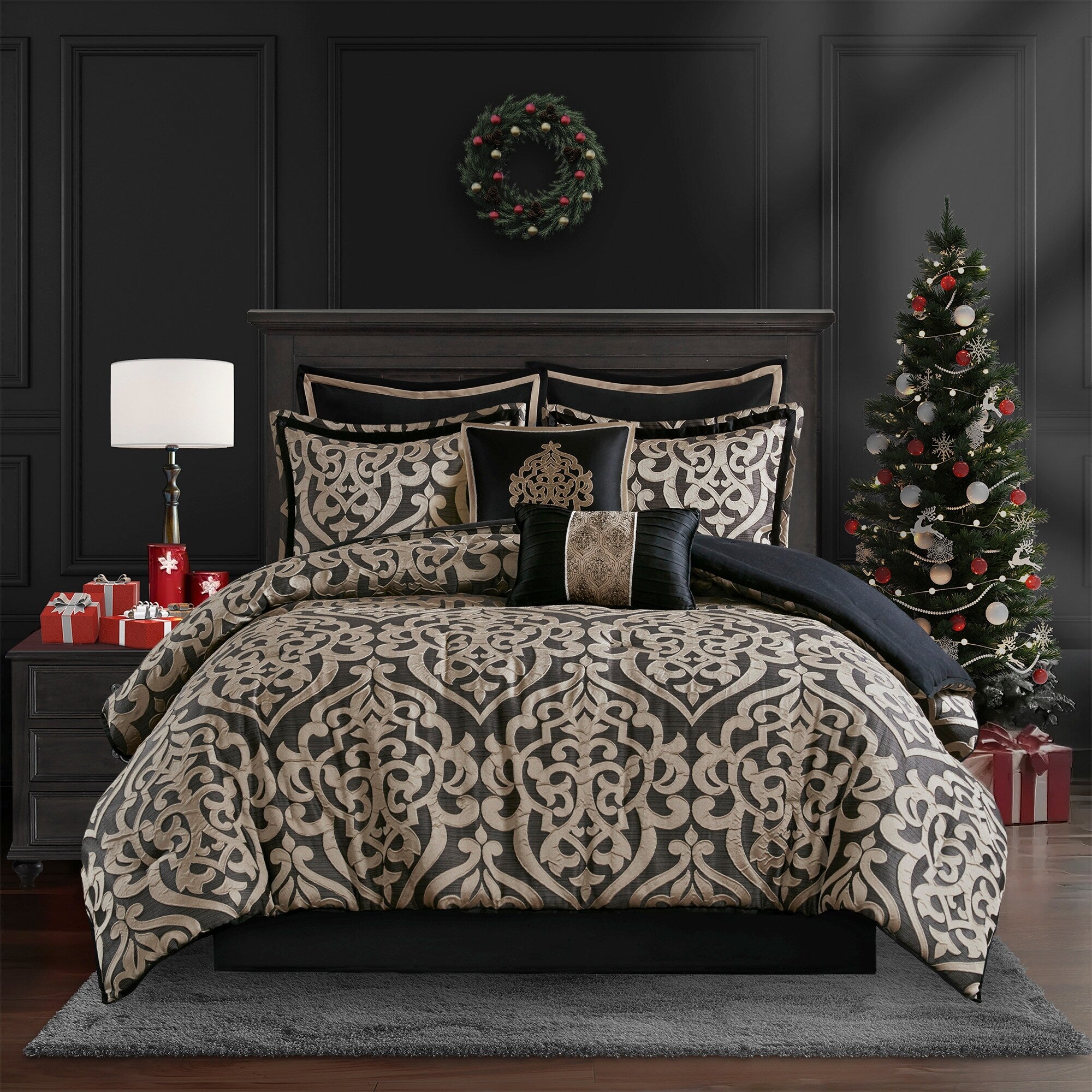 Madison Park Dillon Silver 8 Piece Jacquard Comforter Set