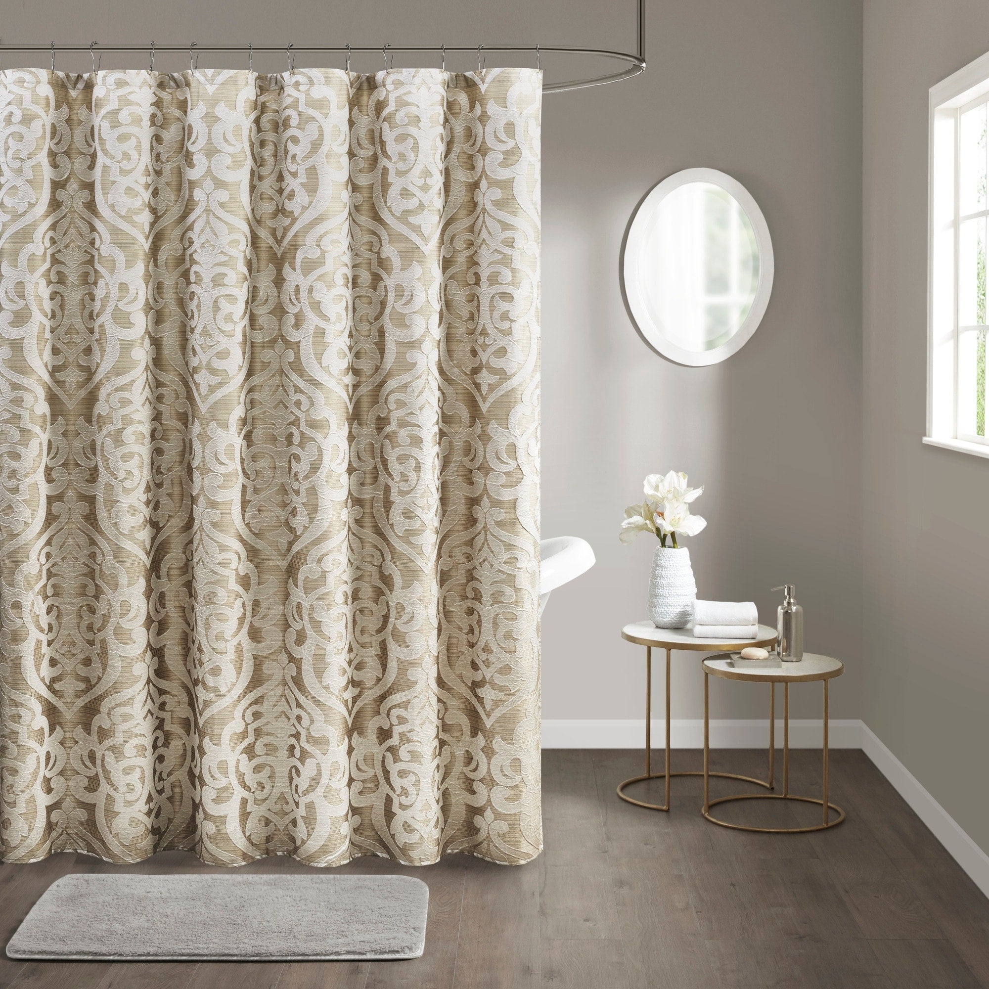 Madison Park Dillon Silver Jacquard Shower Curtain