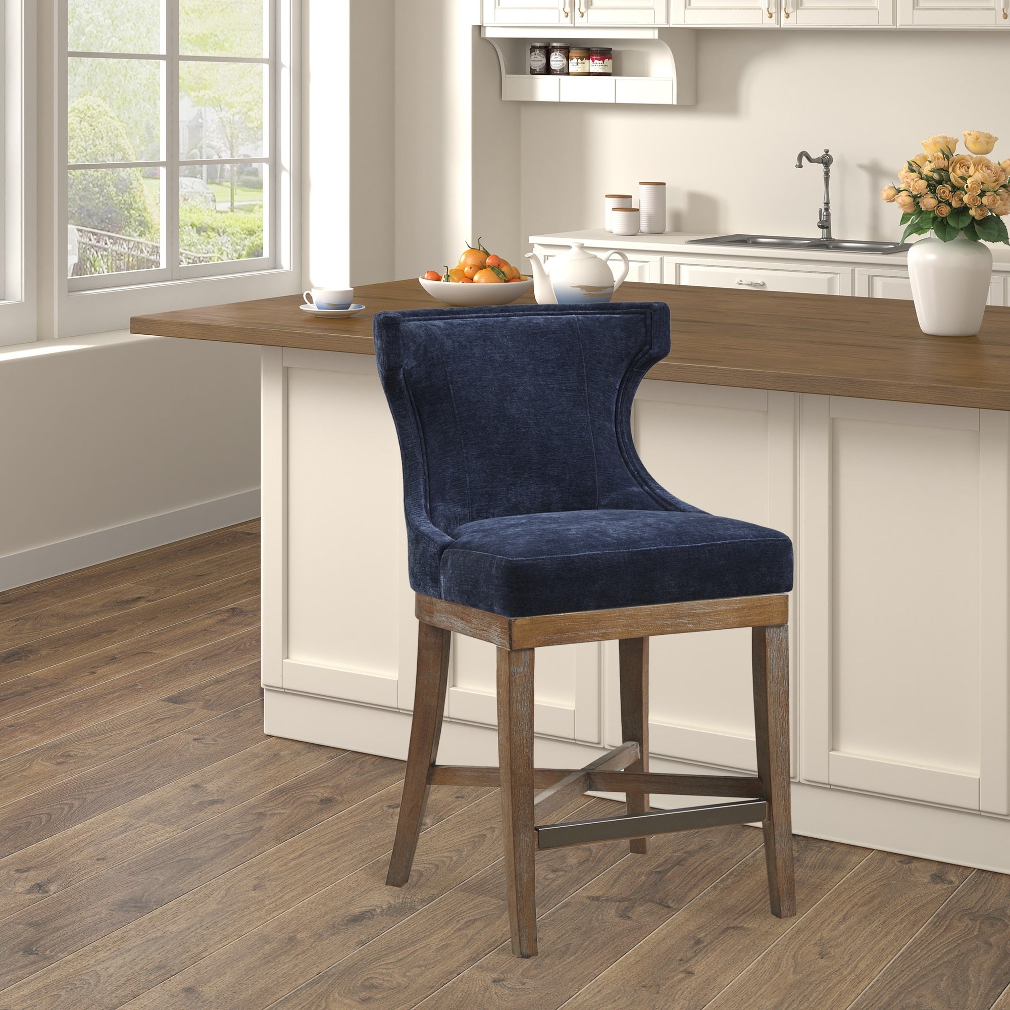 Madison Park Fillmore Cream Counter Stool With Swivel Seat 21.75 W X 24.25 D X 39.25 H