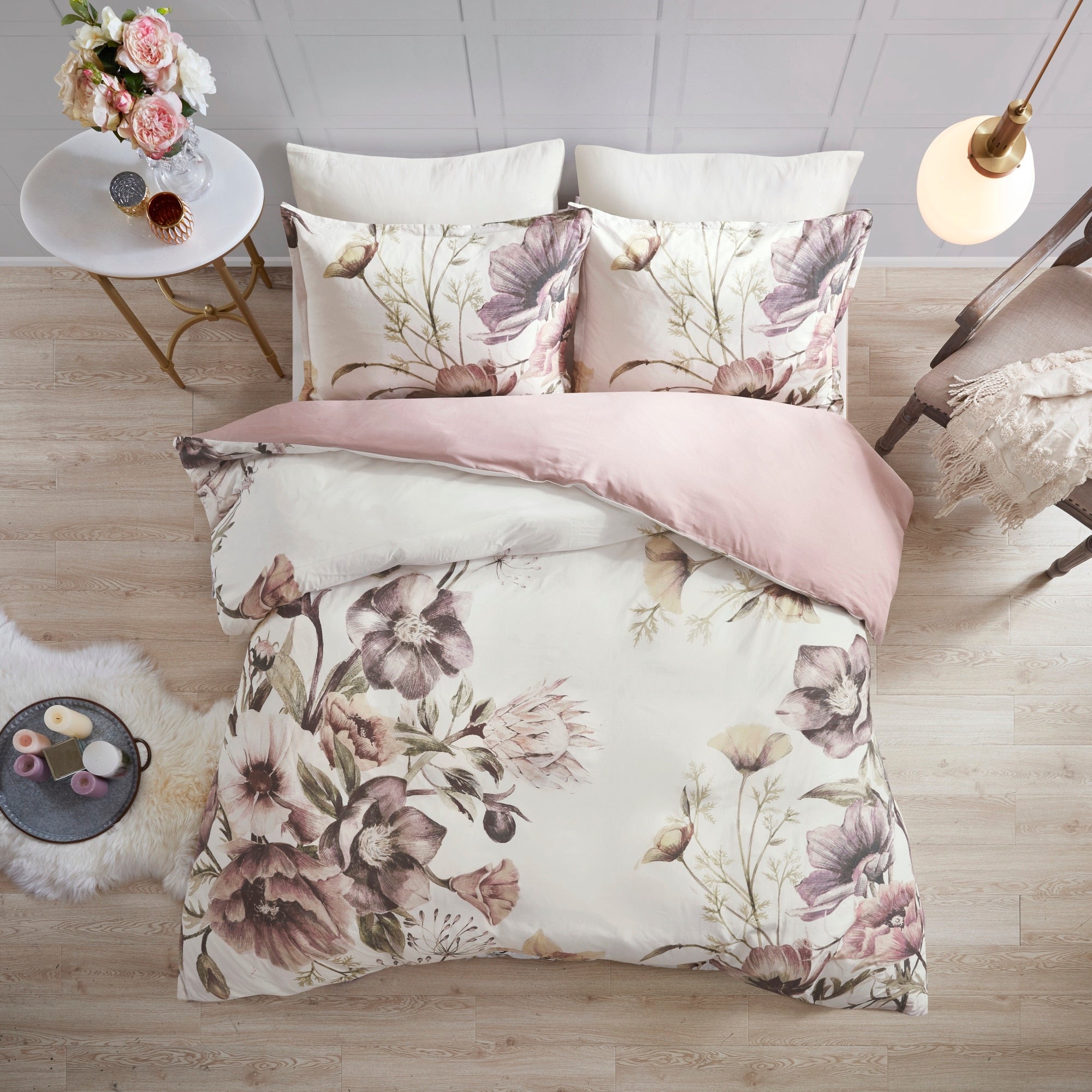 Madison Park Gisele Blush Cotton Printed Duvet Cover Set