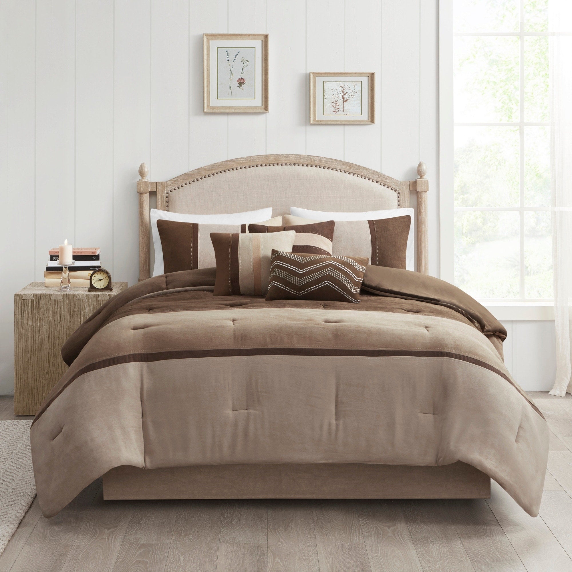 Madison Park Hanover Brown Solid Pieced 7 Piece Comforter Set