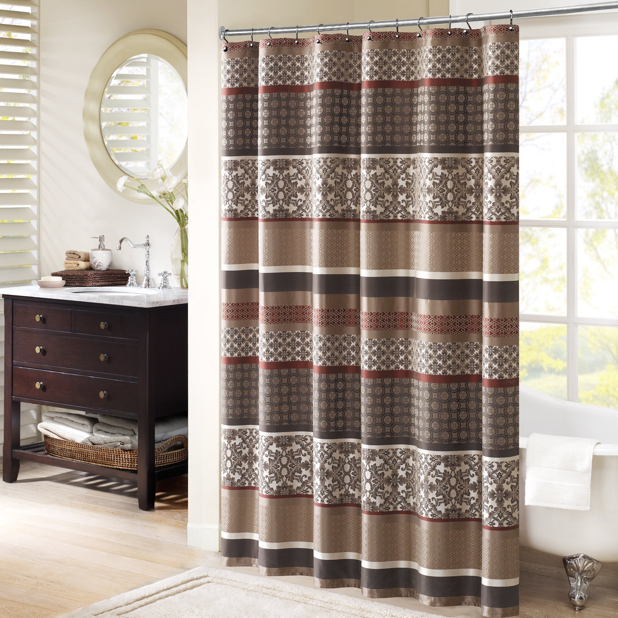 Madison Park Harvard Jacquard Shower Curtain 2 Color Option