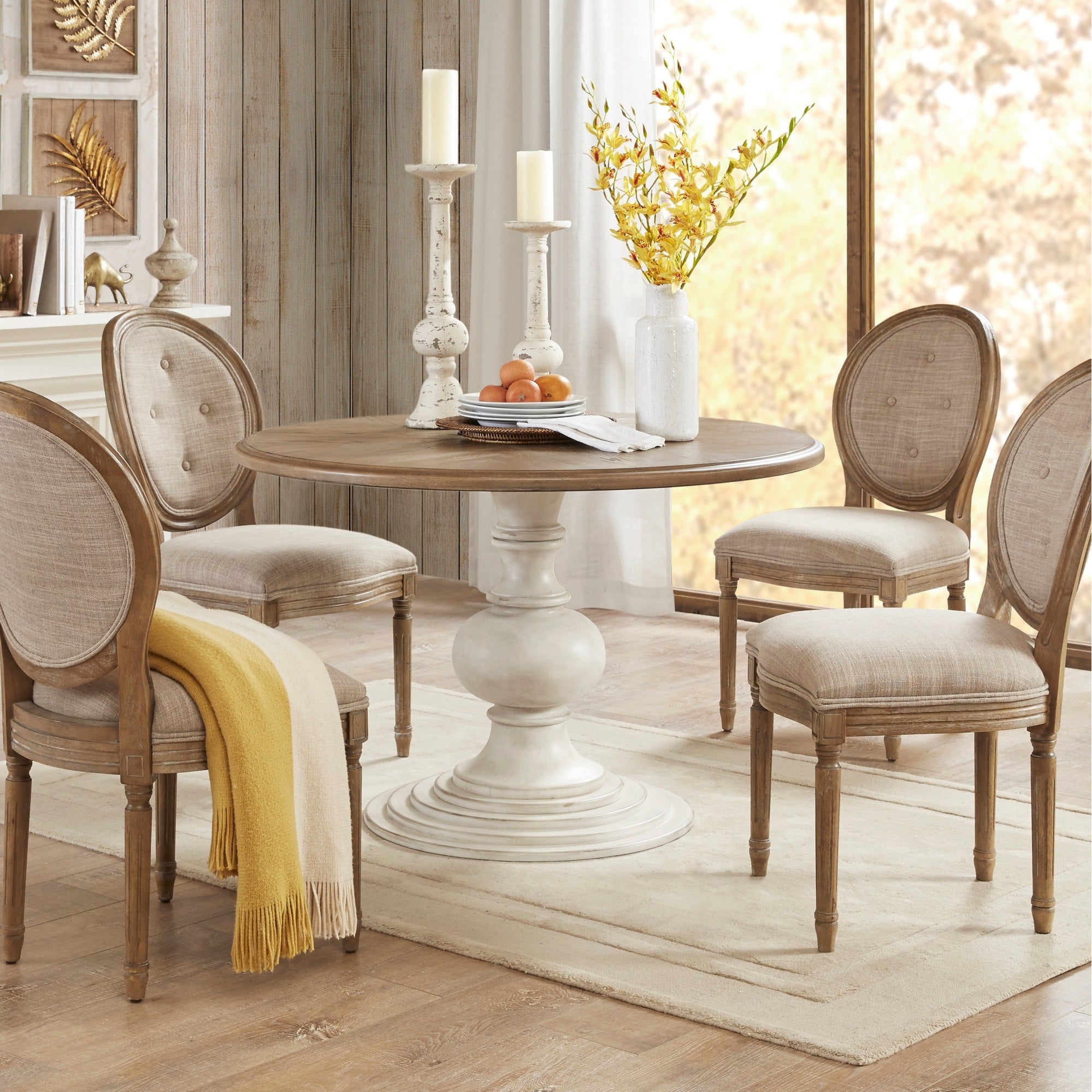 Madison Park Hemlock Reclaimed Walnut Antique Cream Dining Table