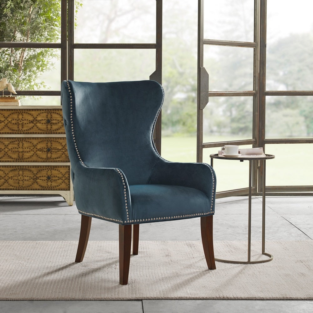 Madison Park Irvine Blue Button Tufted Back Accent Chair 27 W X 32 D X 41.75 H