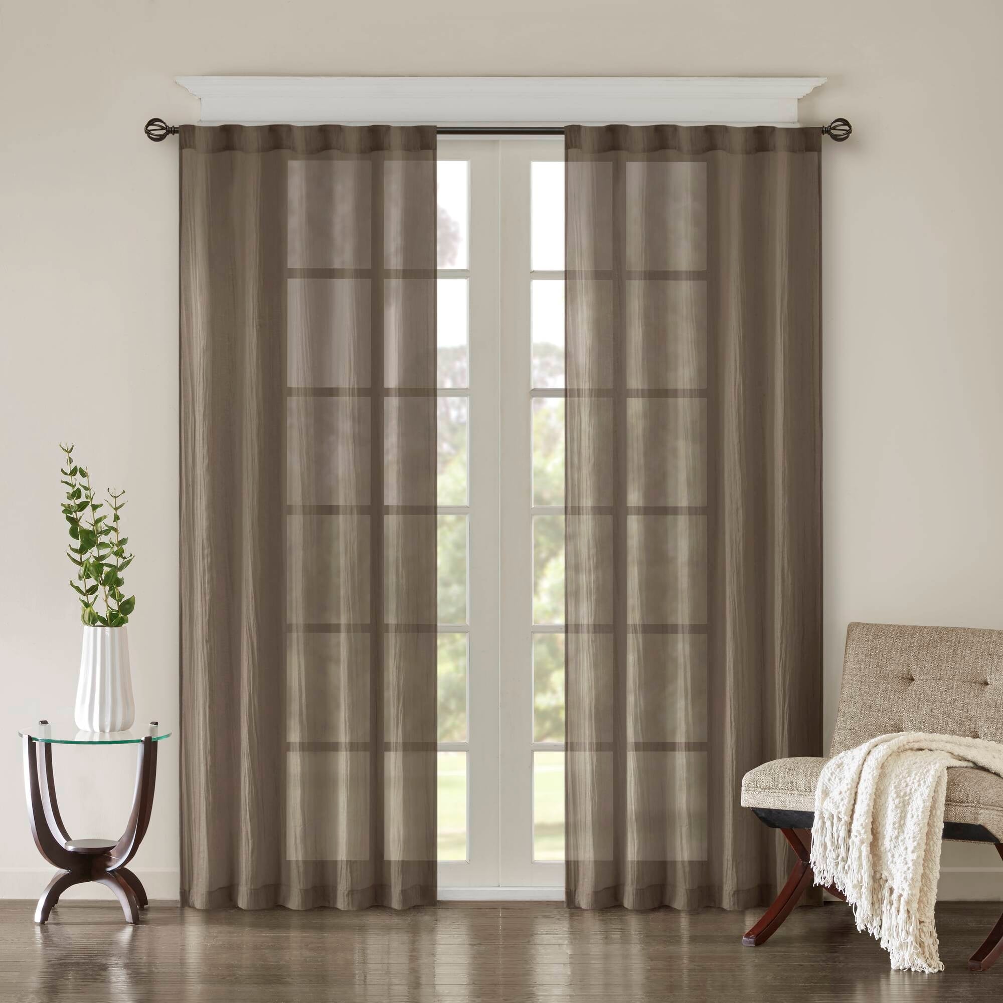 Madison Park Kaylee Solid Crushed Sheer Window Curtain Pair