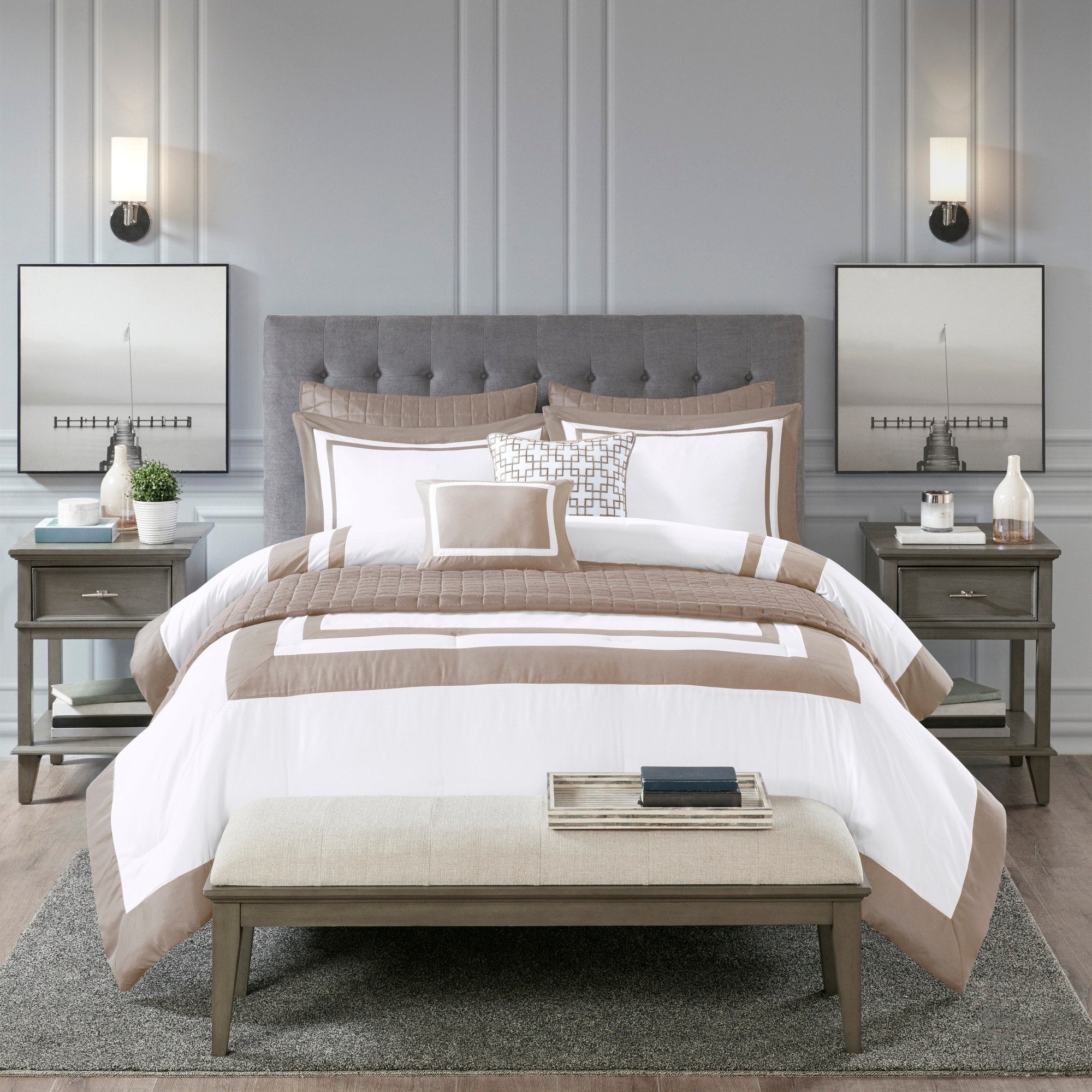 Madison Park Lexington 8 Piece Comforter And Coverlet Set Collection 2 Color Option