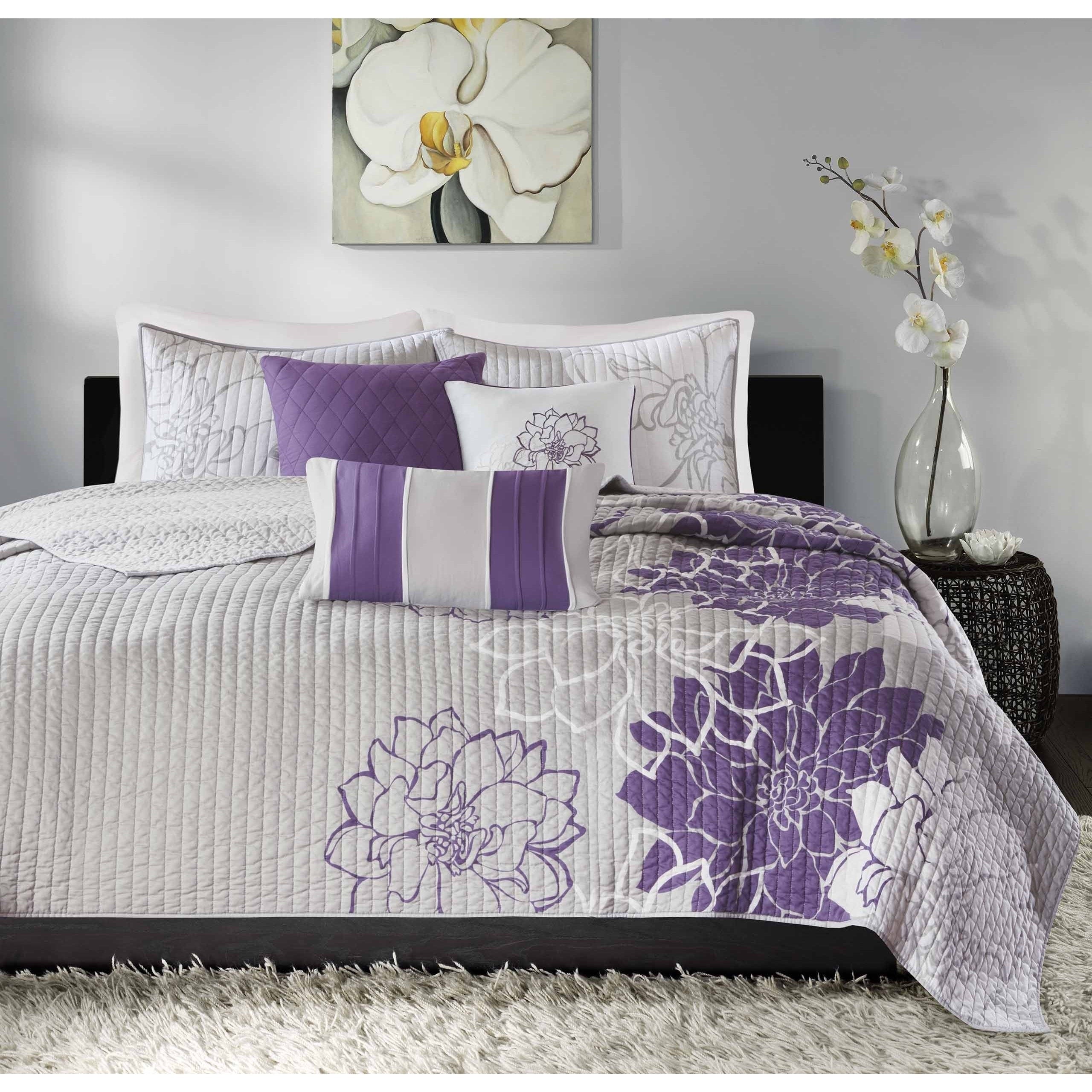 Madison Park Brianna Yellow 6 Piece Reversible Coverlet Set