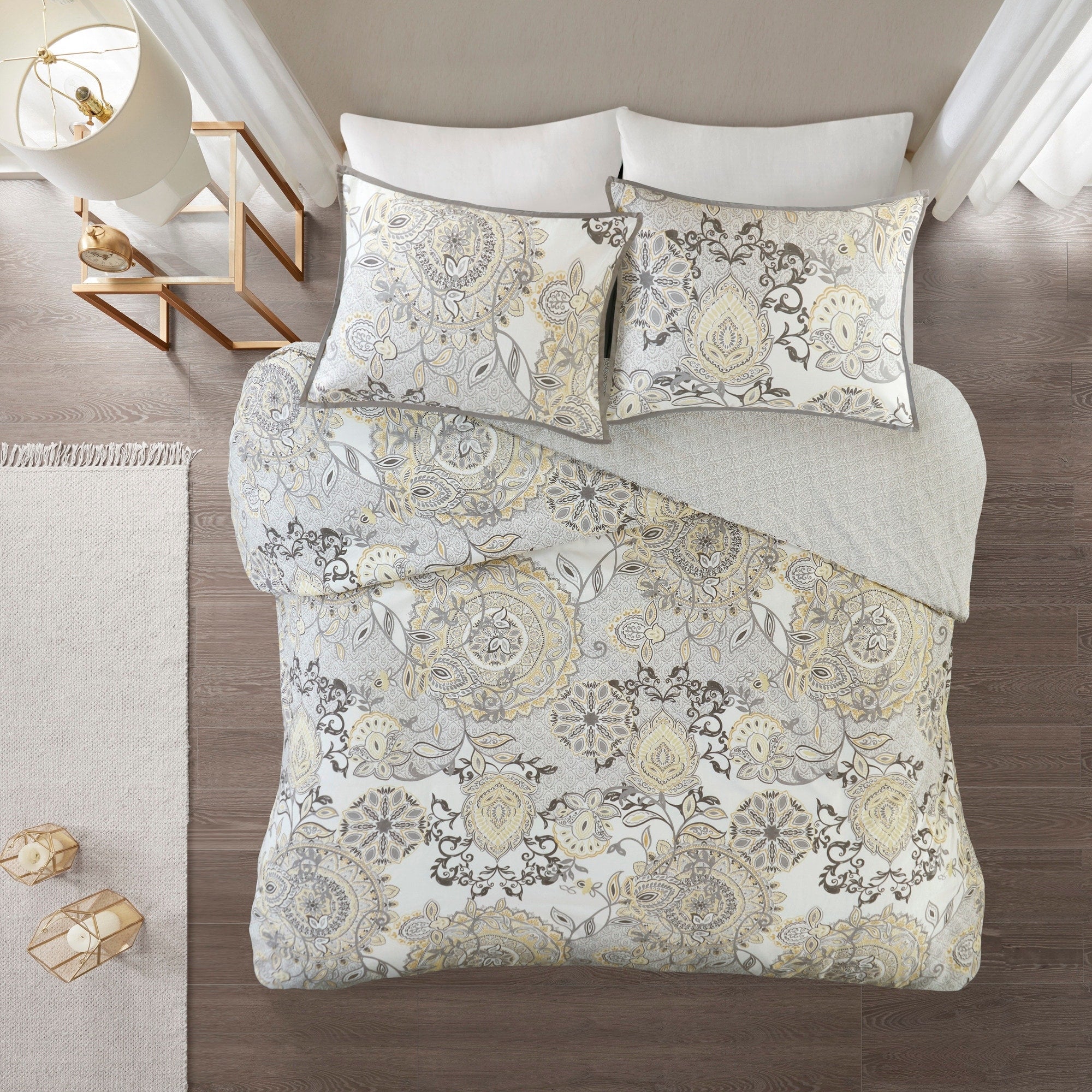 Madison Park Loleta Blue 3 Piece Cotton Reversible Duvet Cover Set