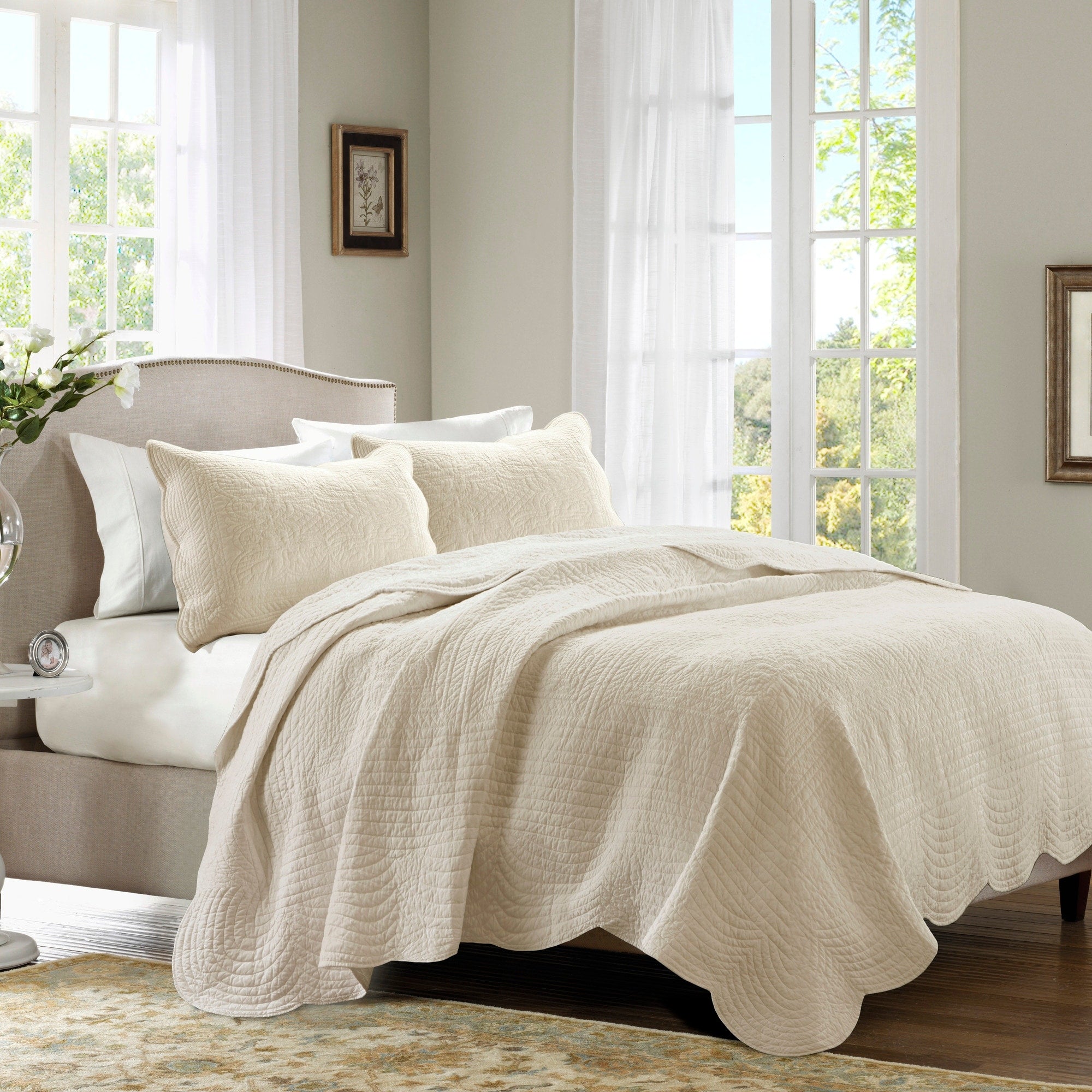 Madison Park Marino Reversible Scalloped Edge Coverlet Set 3 Color Option