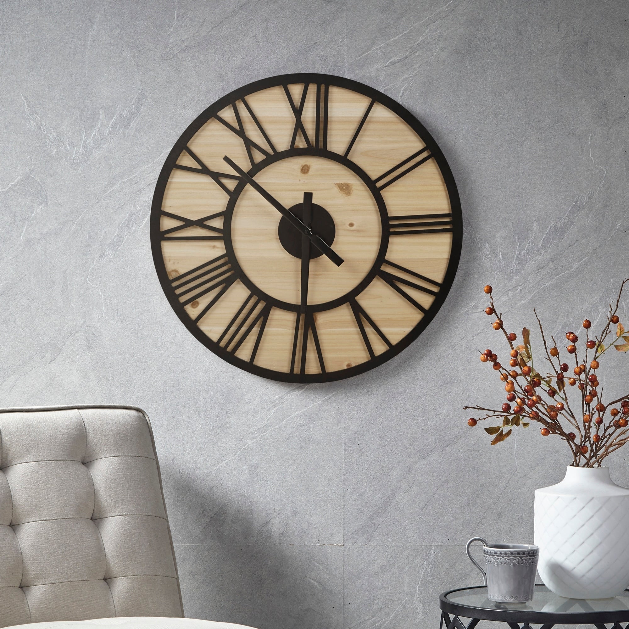 Madison Park Mason Natural Wall Clock