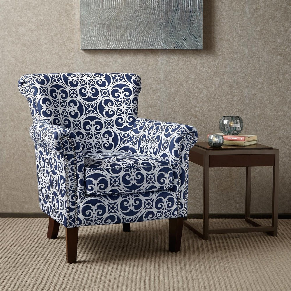 Madison Park Miri Navy White Tight Back Club Chair