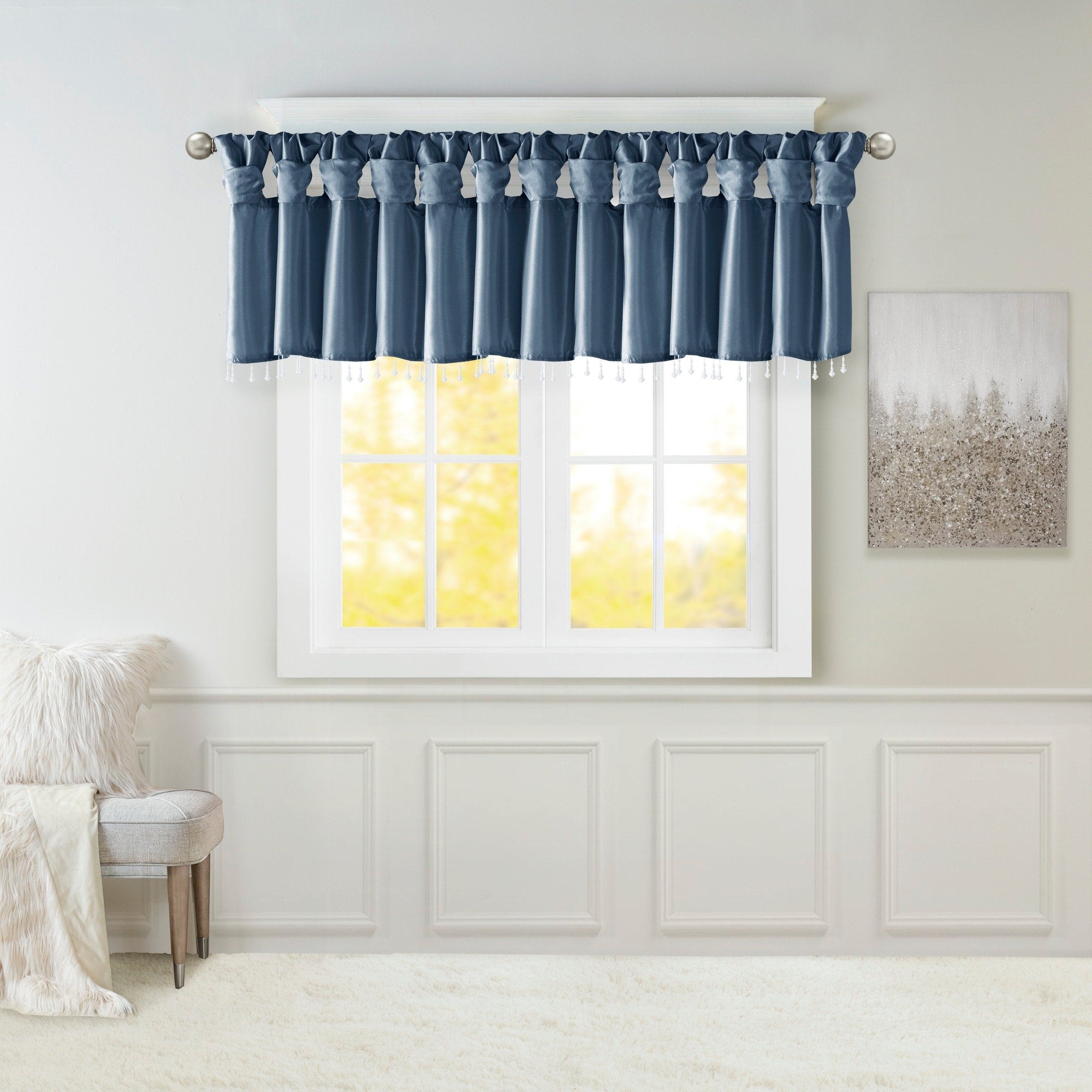 Madison Park Natalie Lightweight Faux Silk Valance With Beads