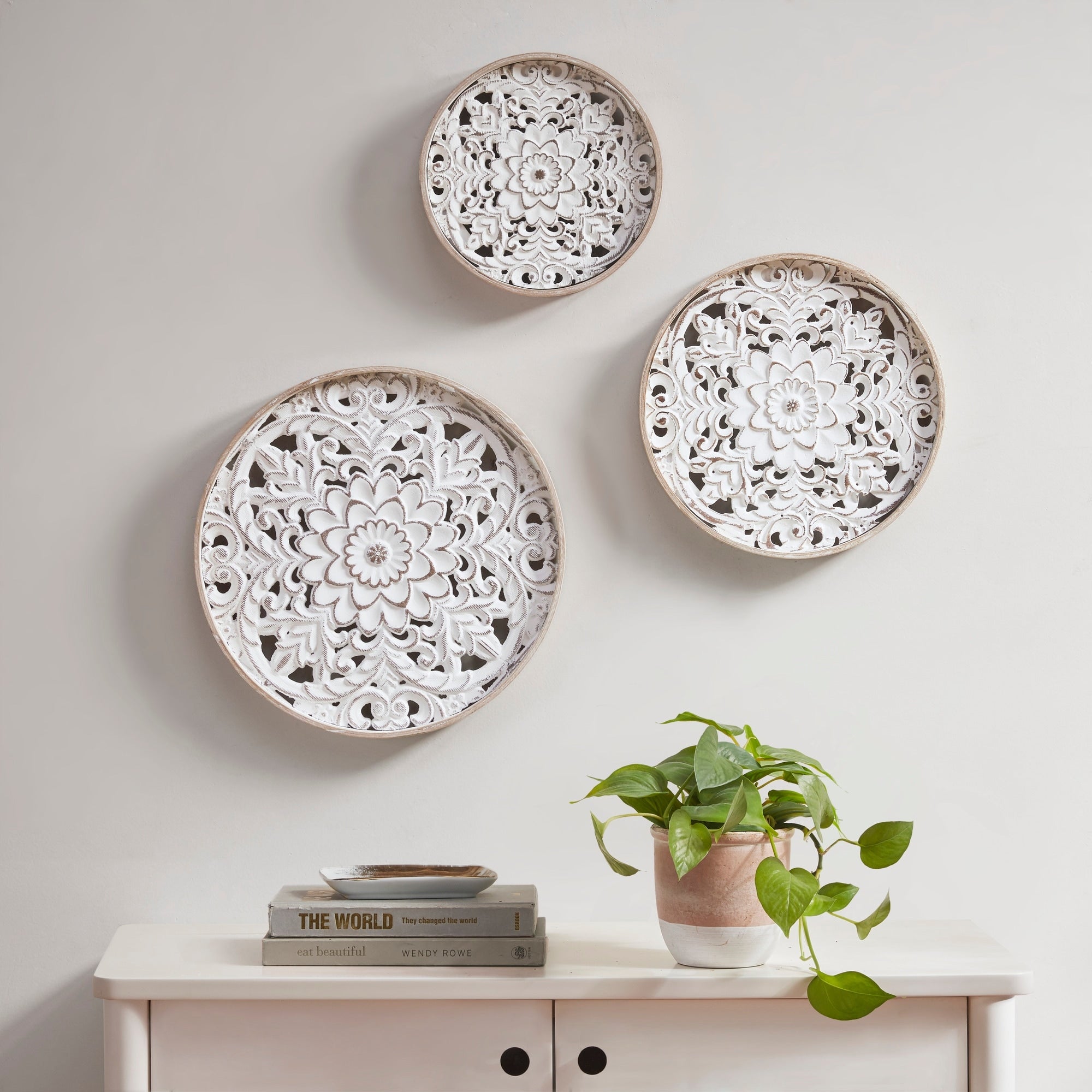 Madison Park Natural White Wood Wall Decor 3 Piece Set