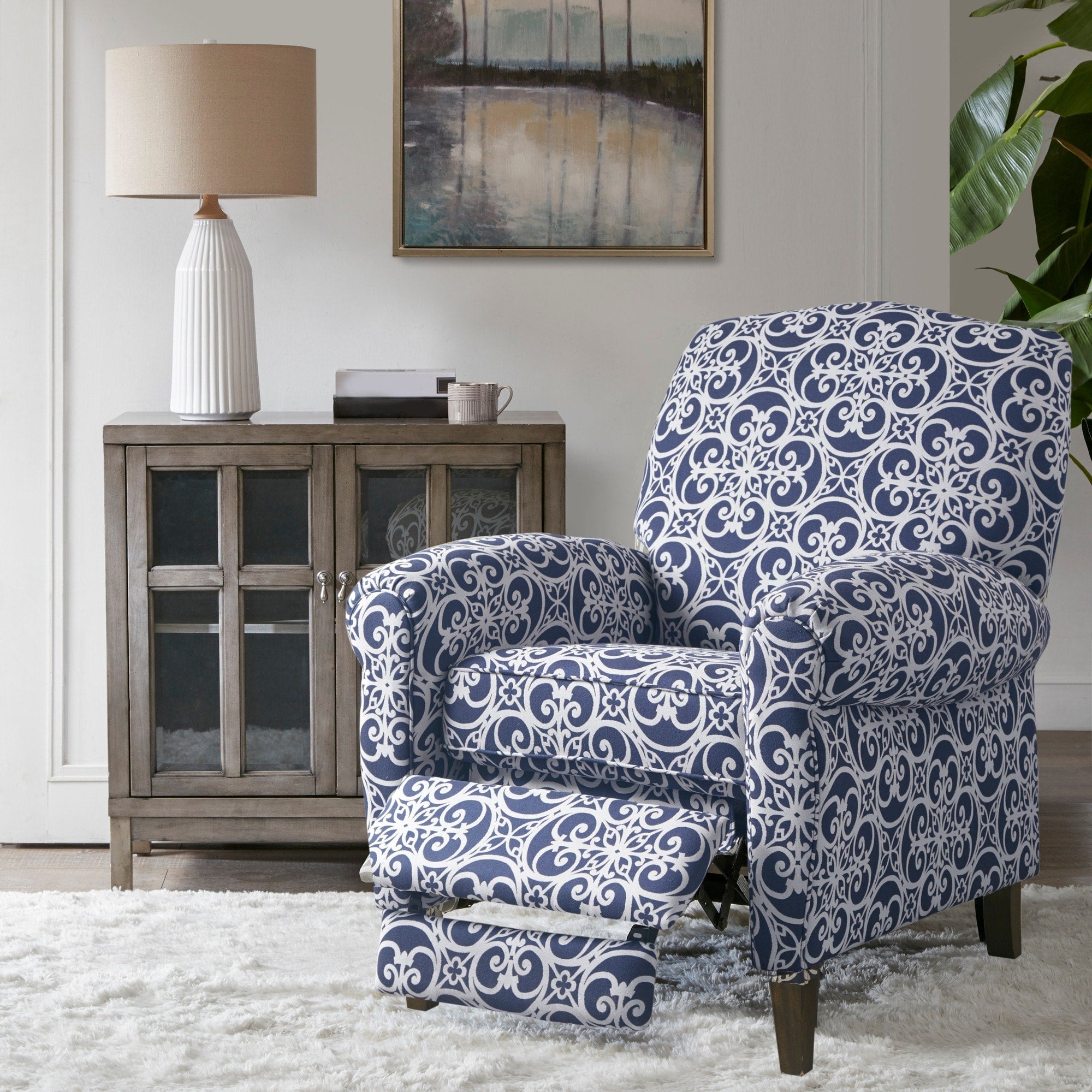 Madison Park Oscar Navy Push Back Recliner