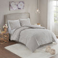 Madison Park Pansy Grey White Tufted Cotton Chenille Floral Comforter Set
