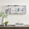 Madison Park Perched Birds White Grey Hand Painted Wood Plank