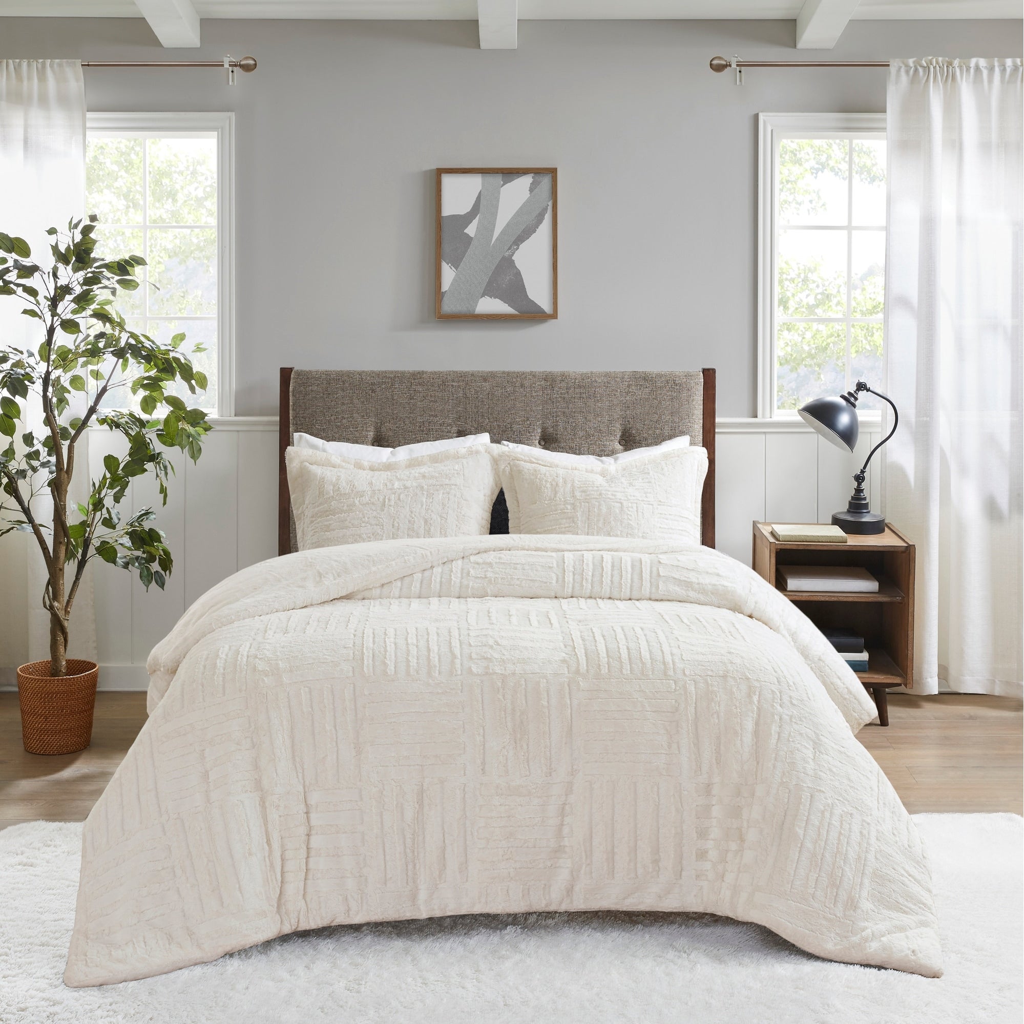 Madison Park Polar Ivory Fur Down Alternative Comforter Set