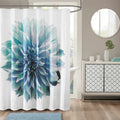 Madison Park Quinn Aqua Cotton Percale Floral Printed Shower Curtain