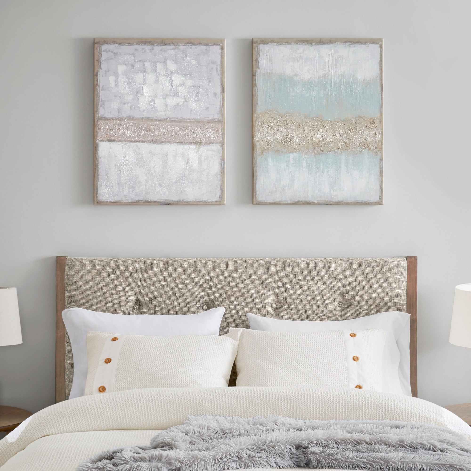 Madison Park Radiant Flatland Multi 2 Piece Glitter Canvas Art Set Hand Embellished